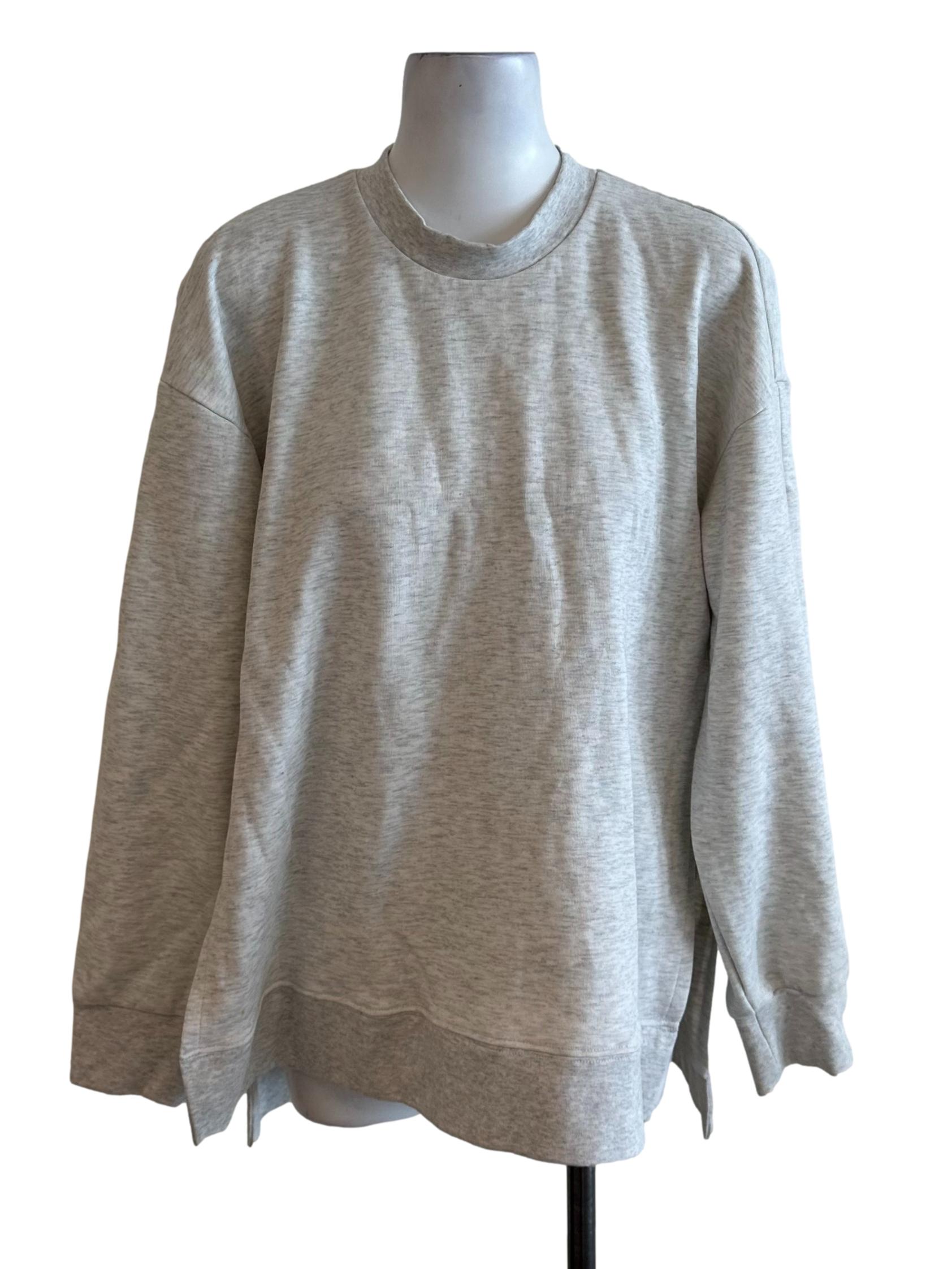 Light Grey Slit Sweatshirt Top