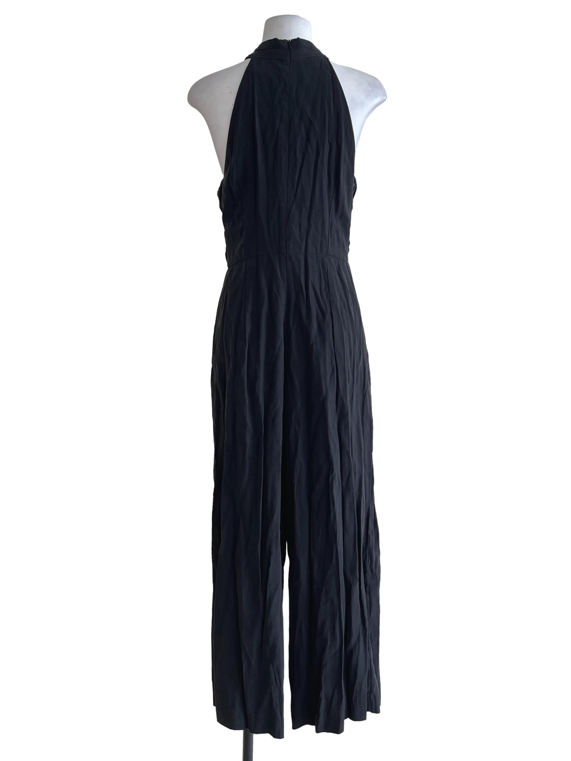 Onyx Black Halter Cross-Front Jumpsuit