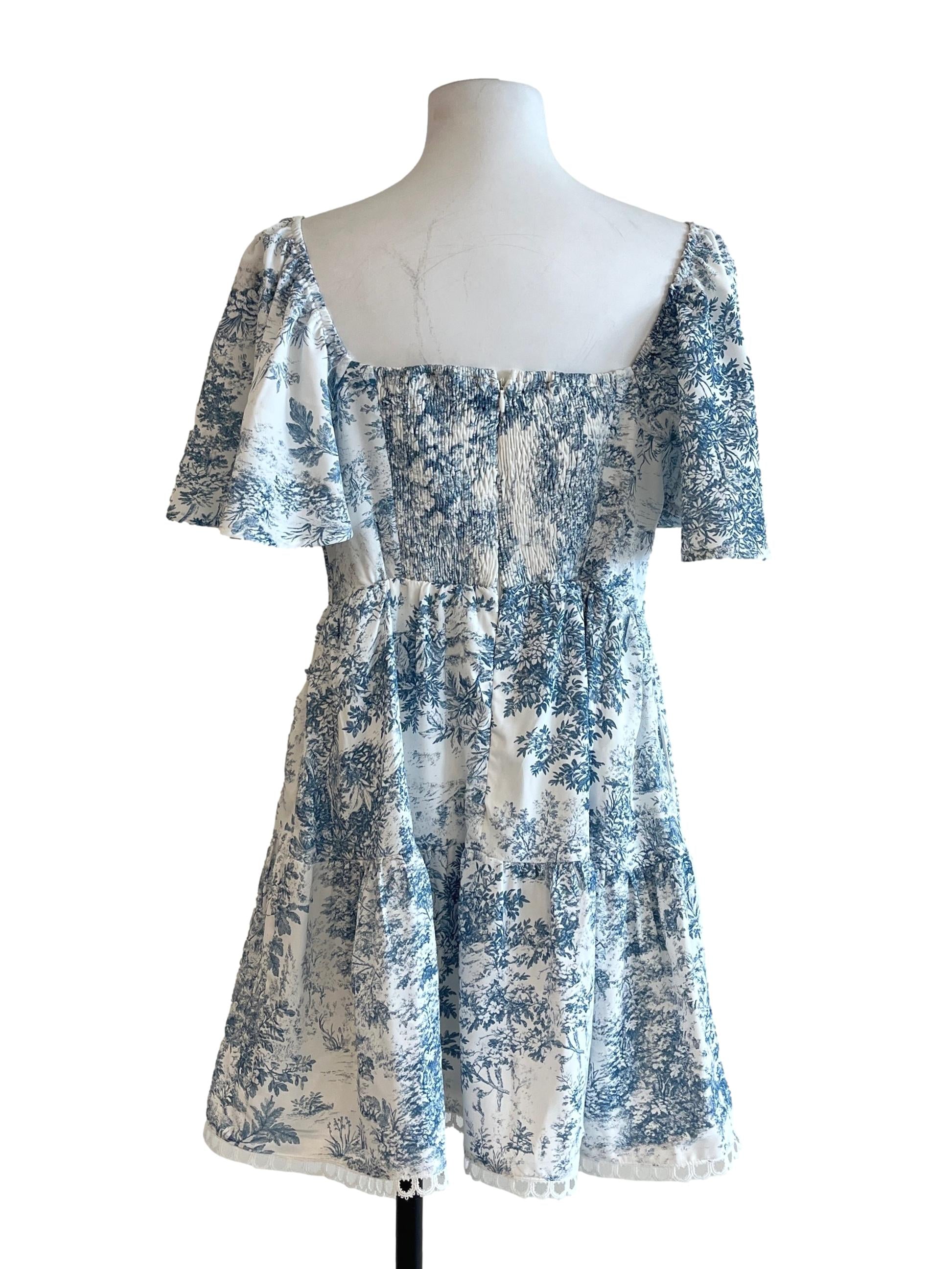 Sapphire Blue Printed Mini Dress
