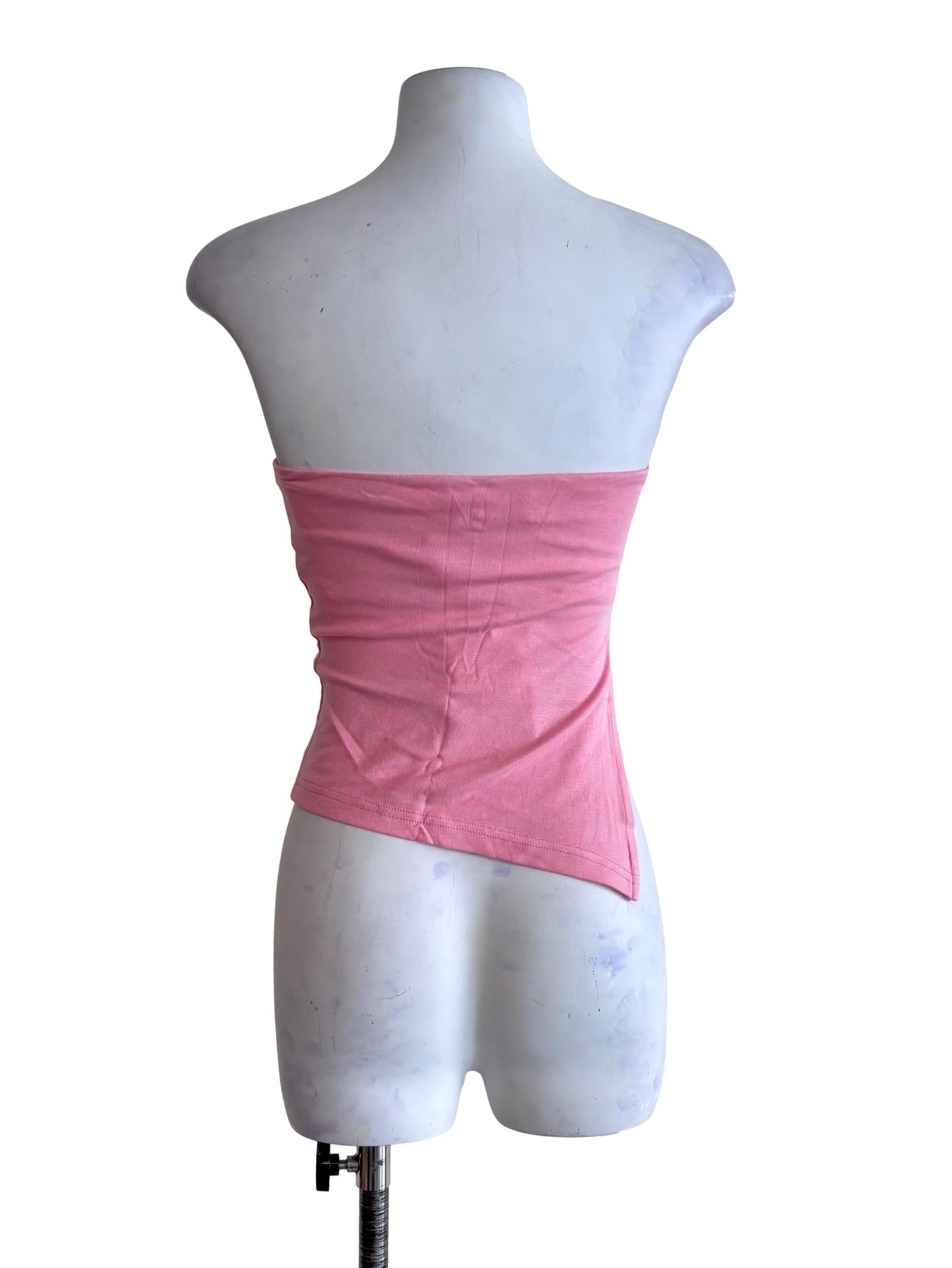 Pink Ronni Asymmetrical Padded Tube Top