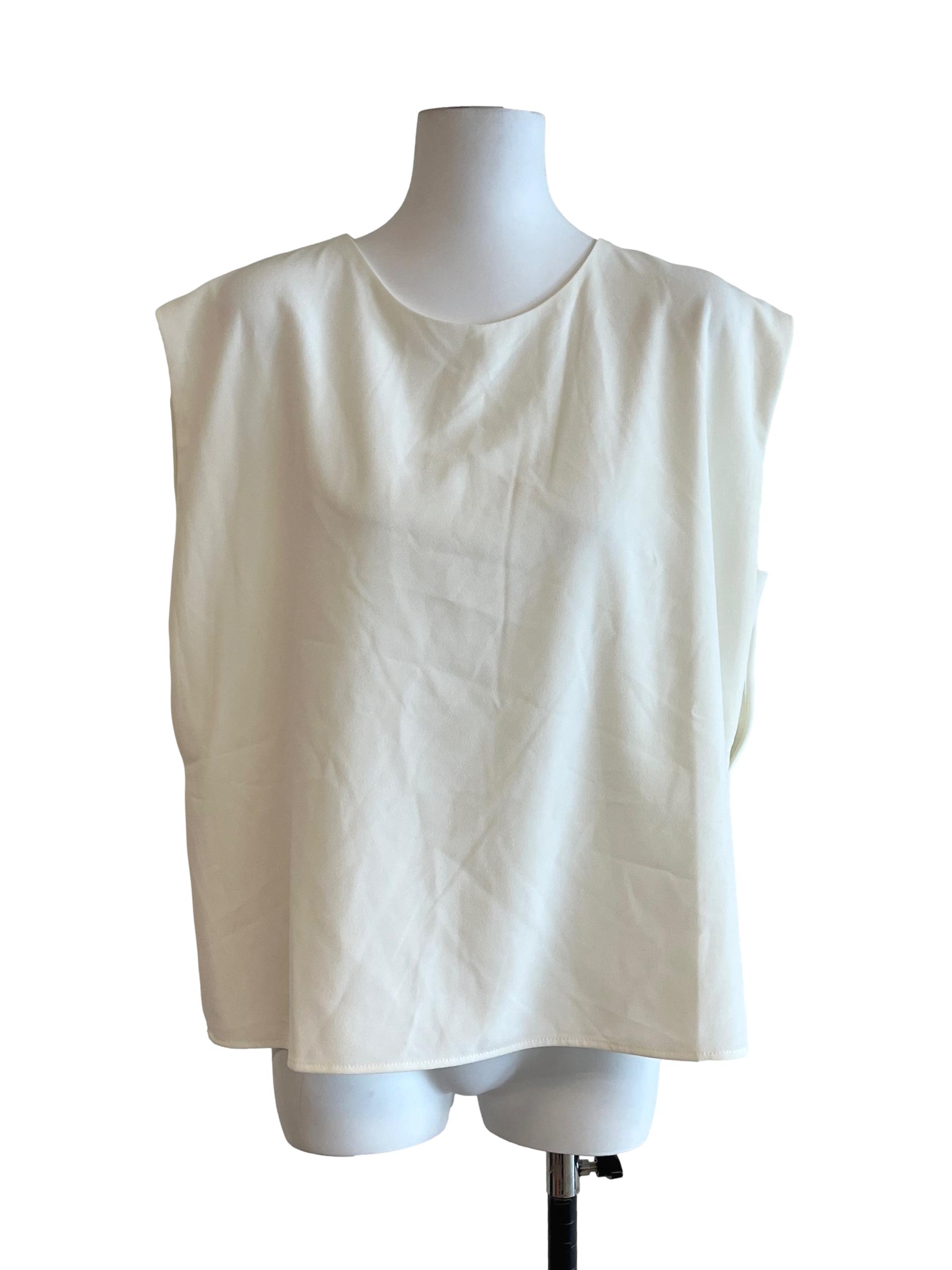 Cream White Loop Sleeveless Top