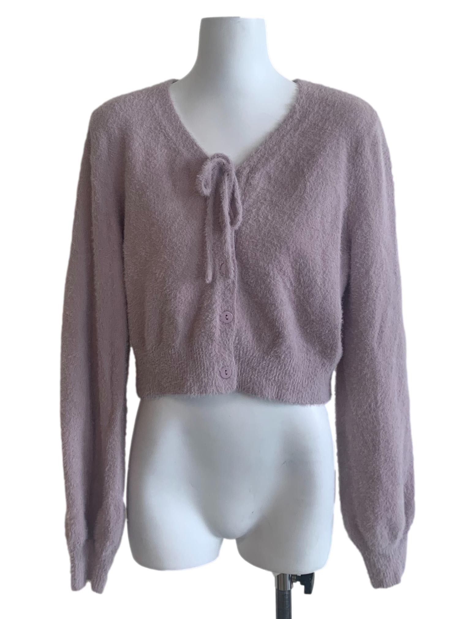 Heather Purple Fuzzy Cardigan