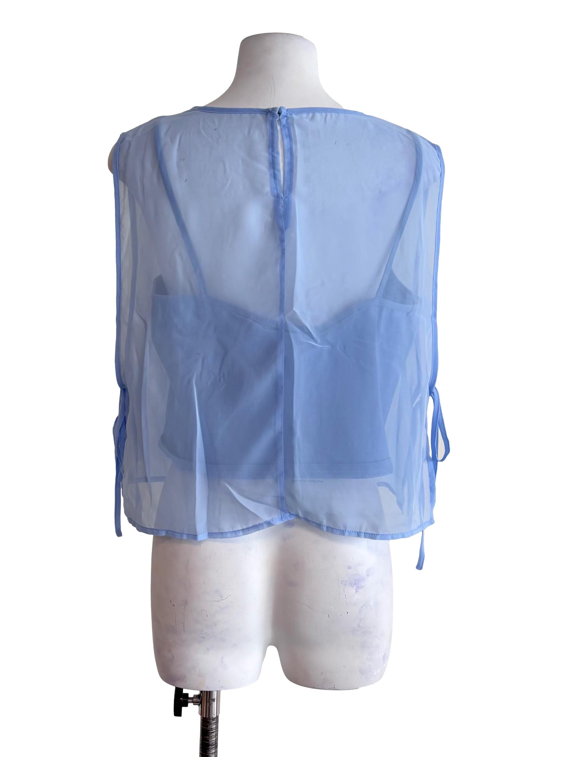 Blue Kyo Sheer Overlay Top