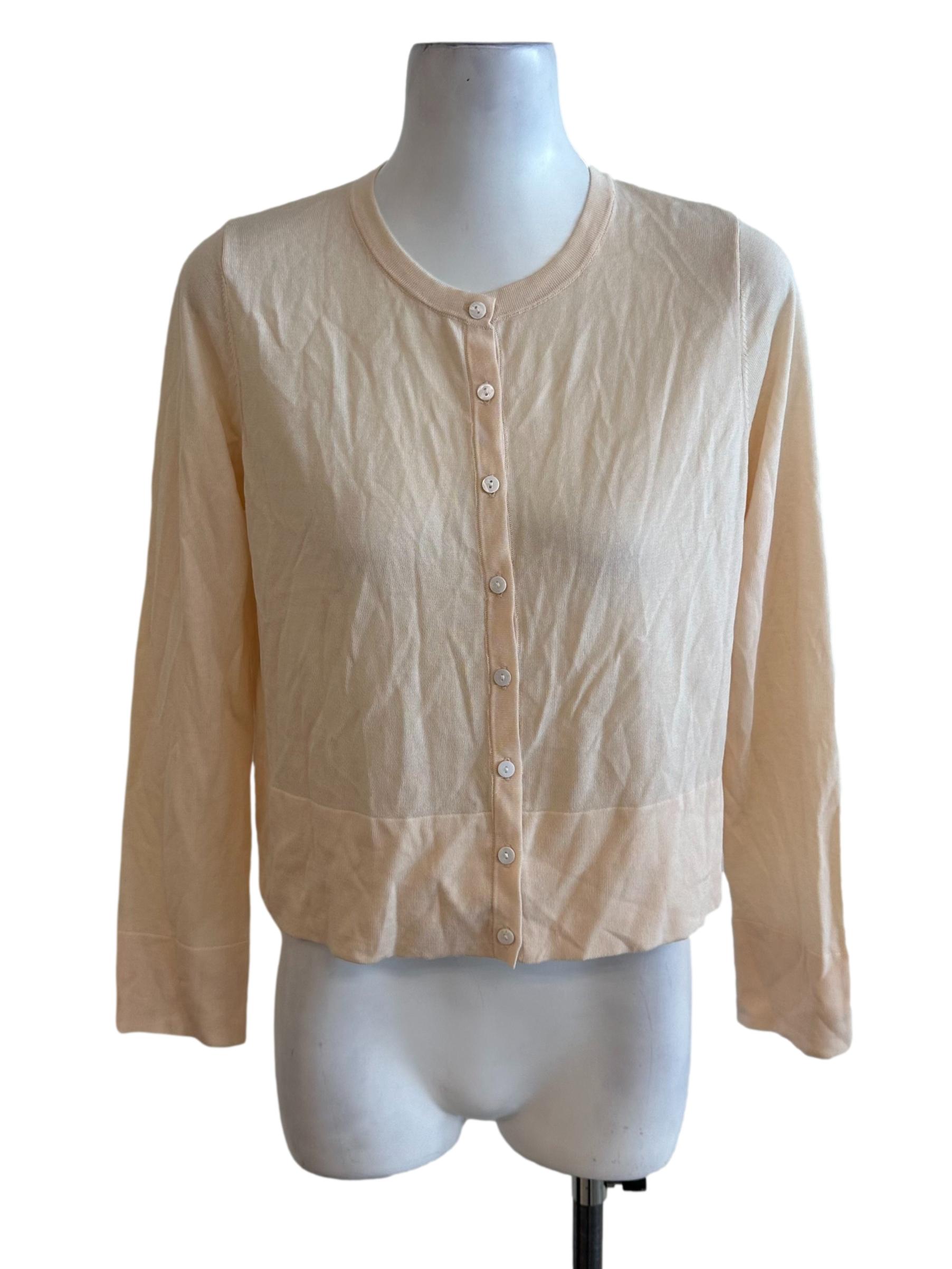 Peach Beige Button Long Sleeve Cardigan OSN