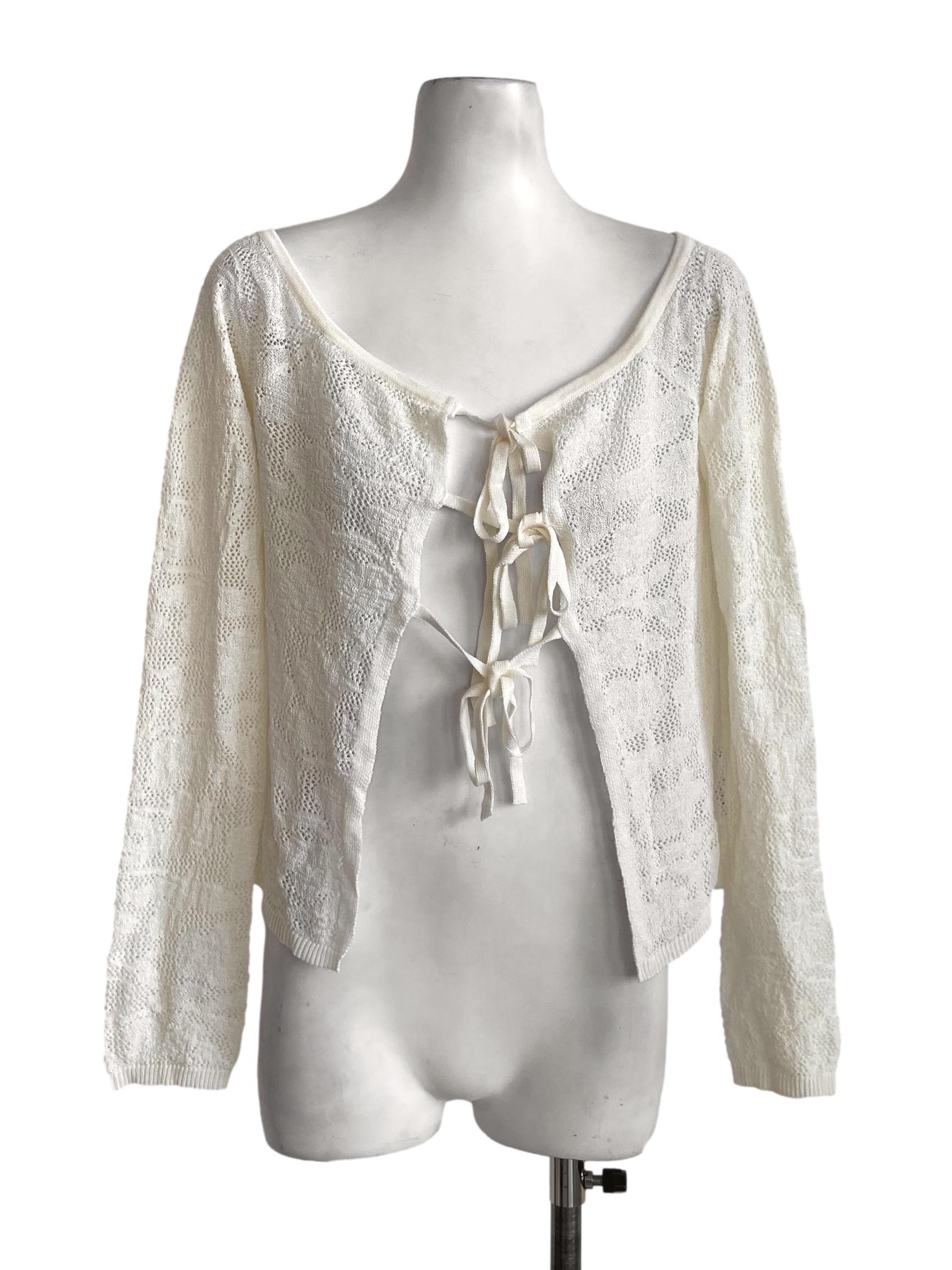 Cream White Stretchable Cardigan