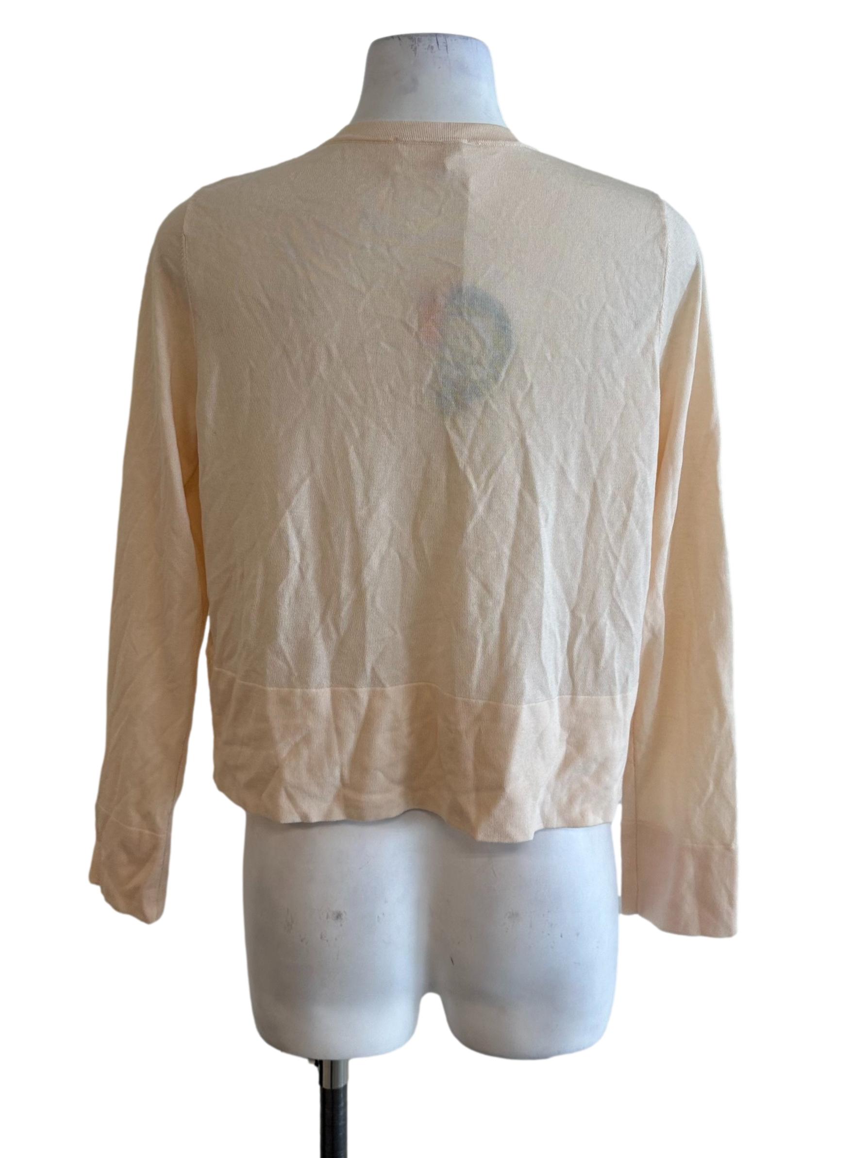 Peach Beige Button Long Sleeve Cardigan OSN
