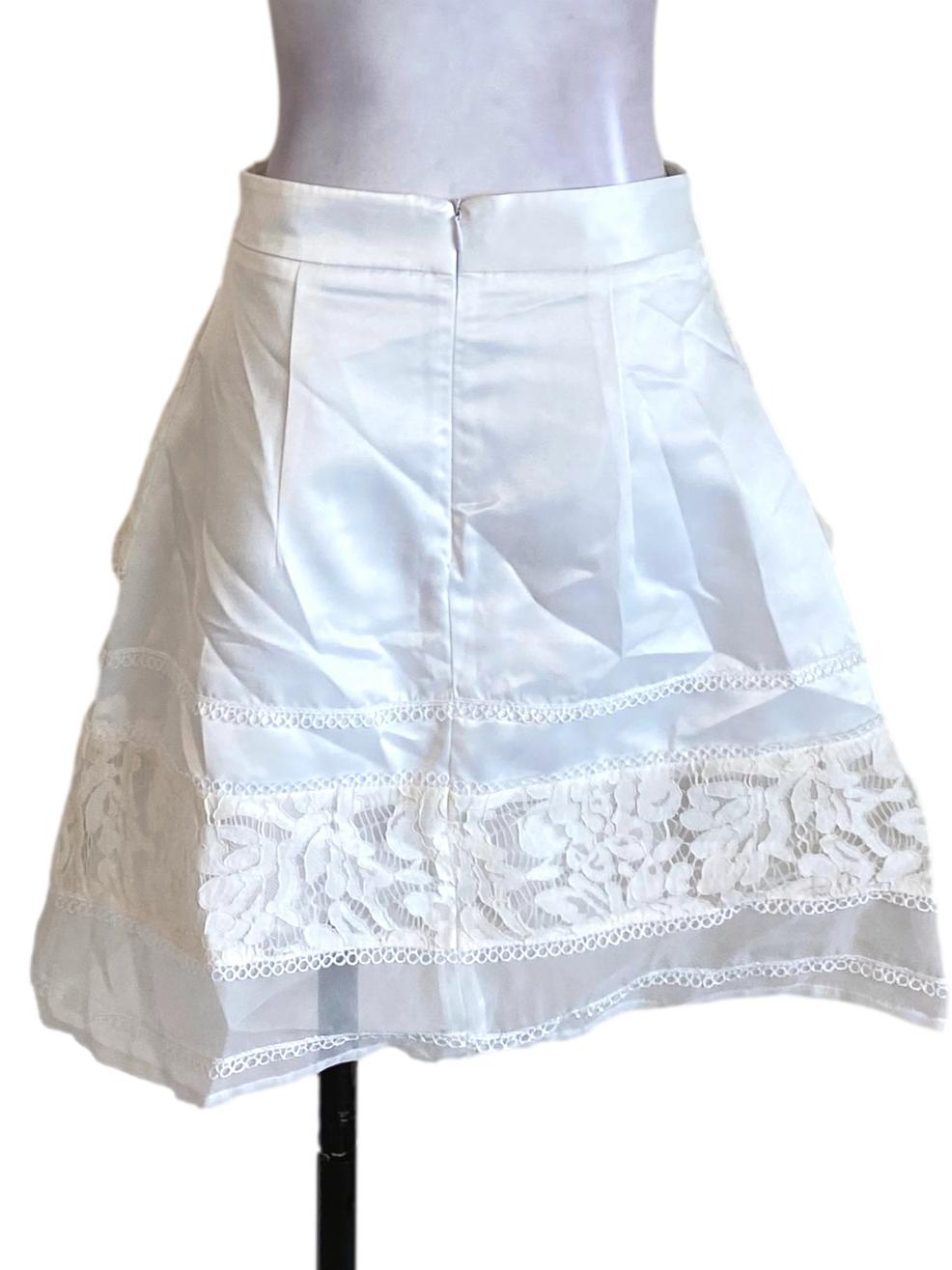 White Floral Lace Puritan-Like Mini A-Line Skirt