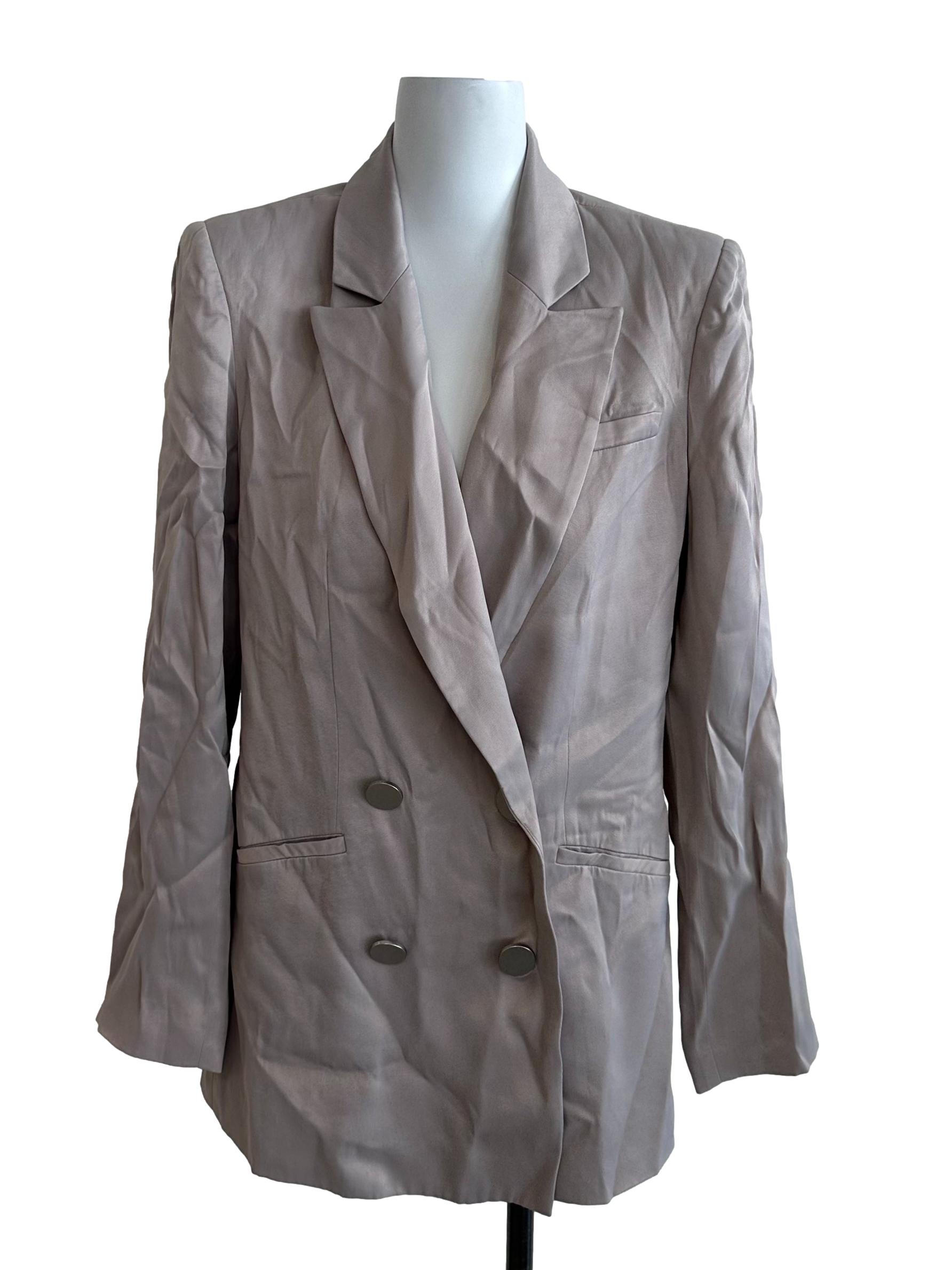 Tortilla Brown Satin Collar Blazer