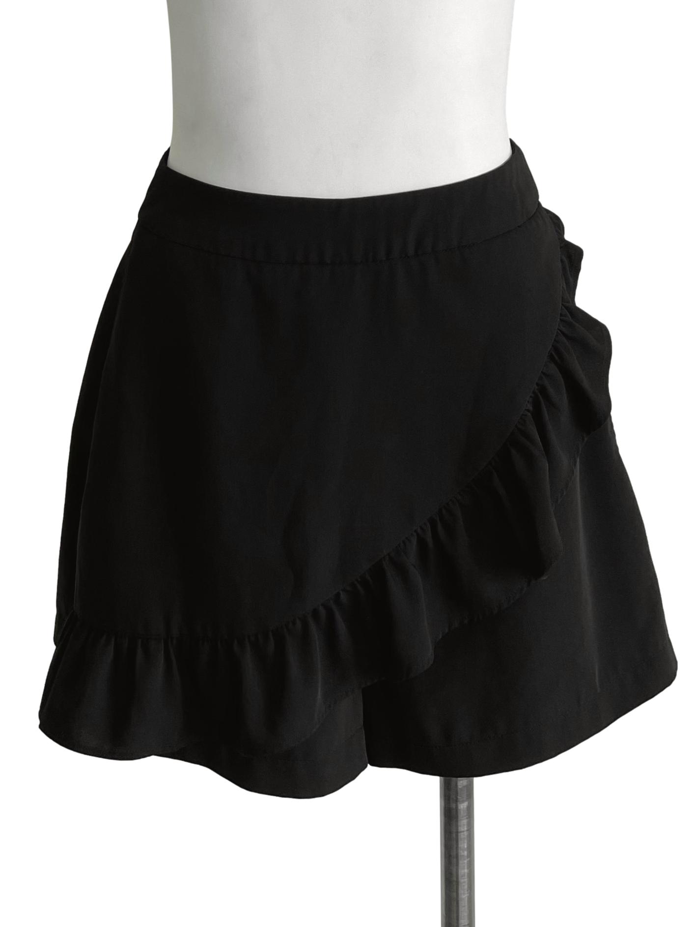 Black Ruffled Overlay Skorts