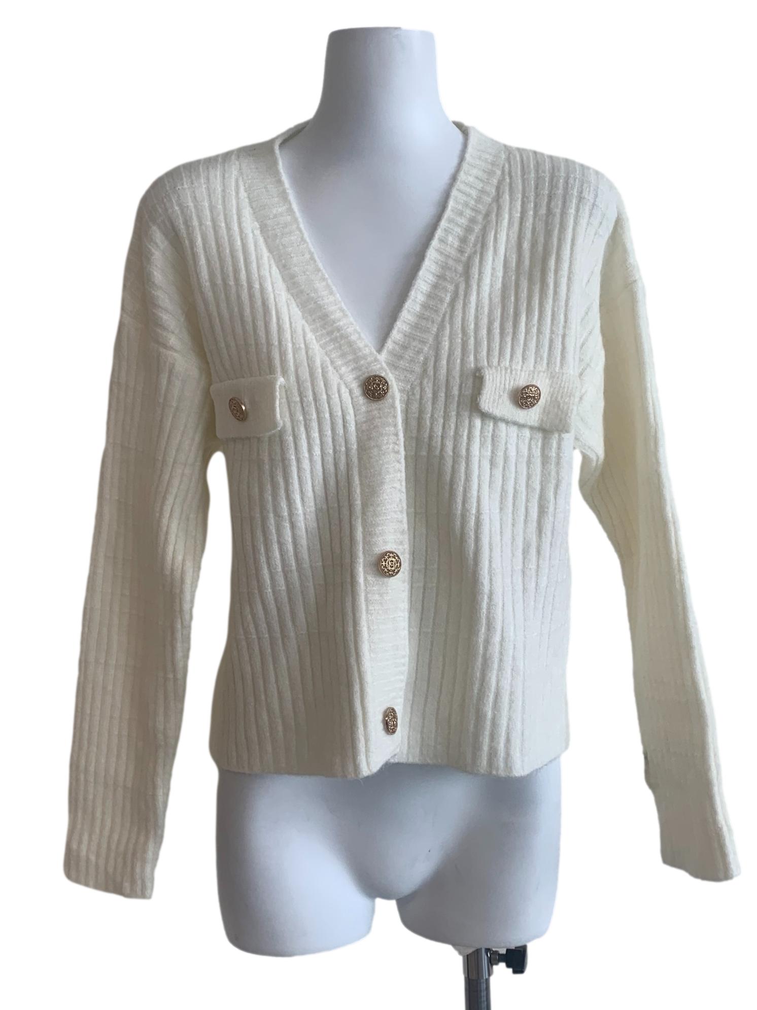 Chiffon White Knitted Cardigan