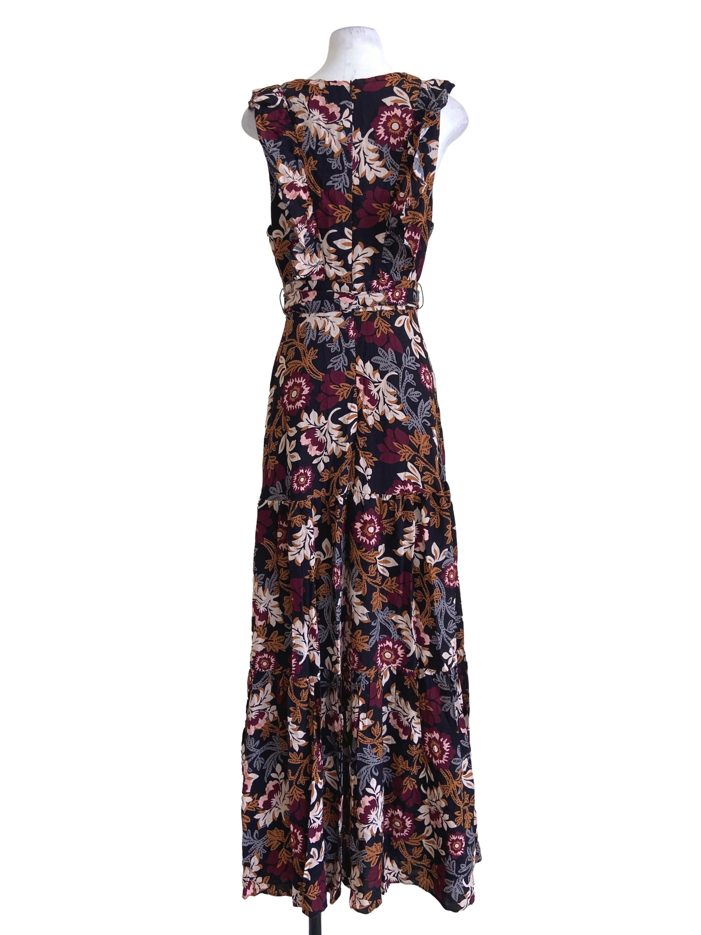 Black & Floral Sleeveless Empire Dress