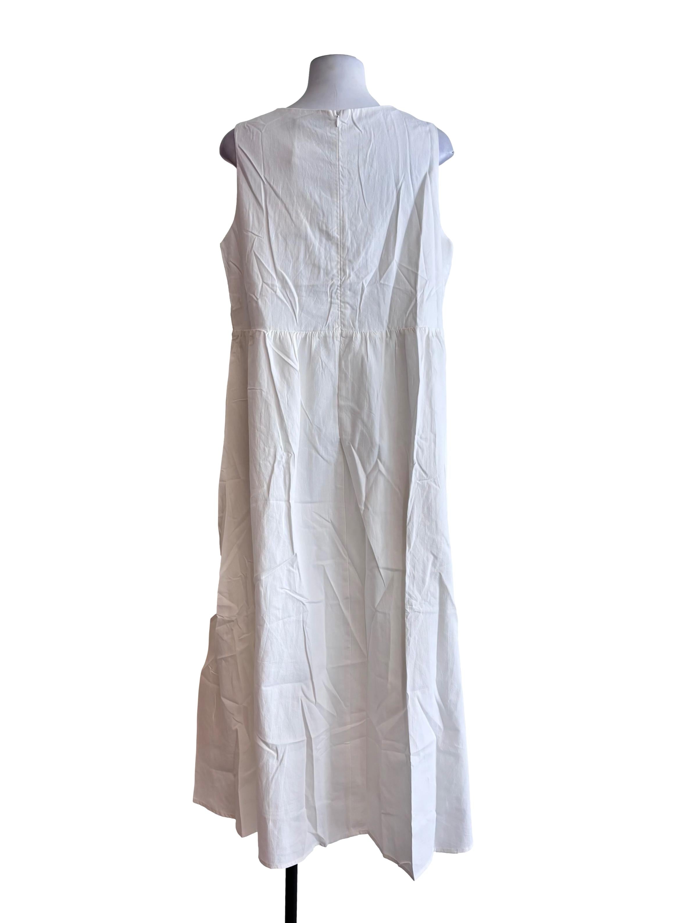 White Lucy V Front Babydoll Midi Dress