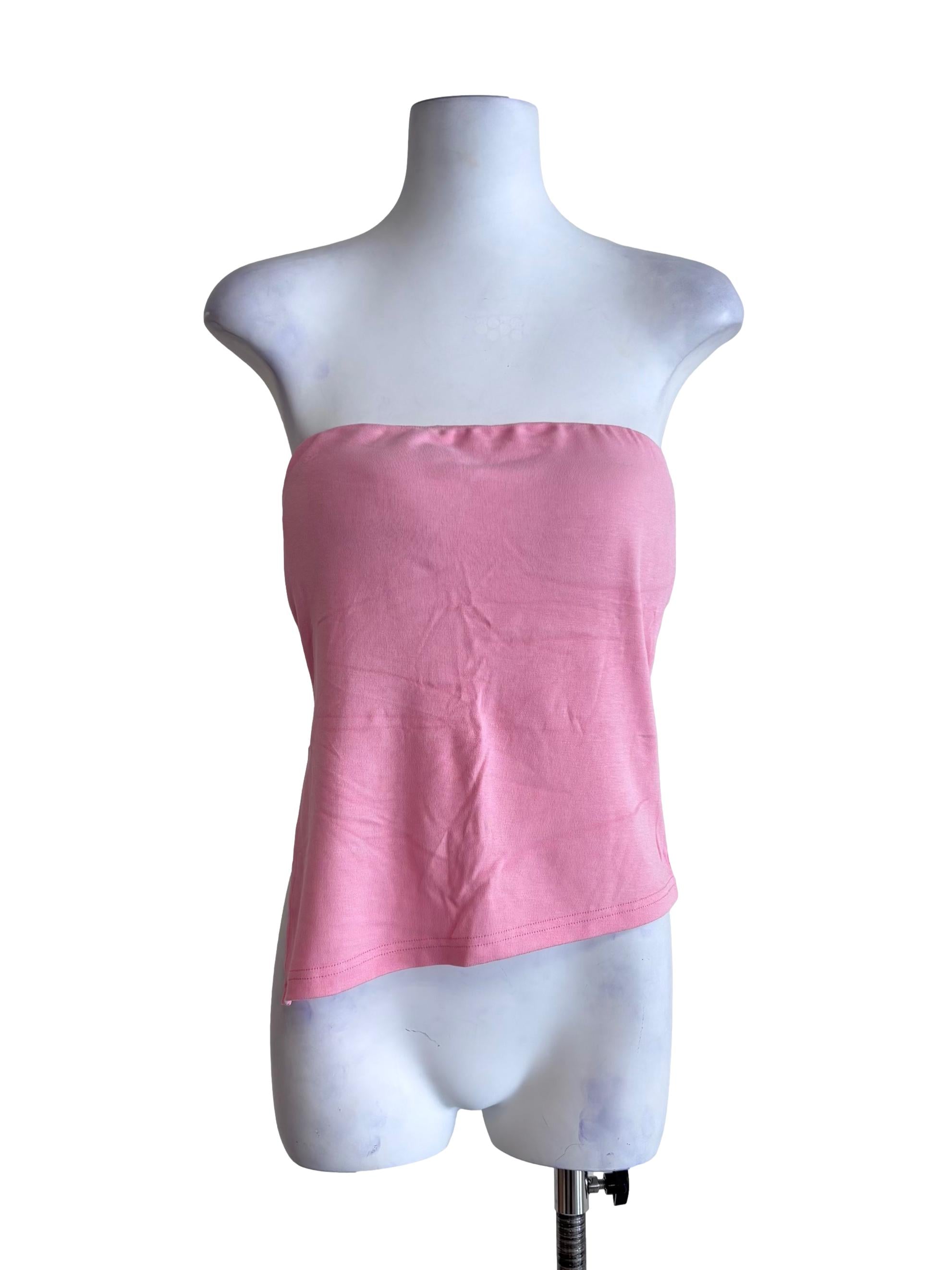 Pink Ronni Asymmetrical Padded Tube Top