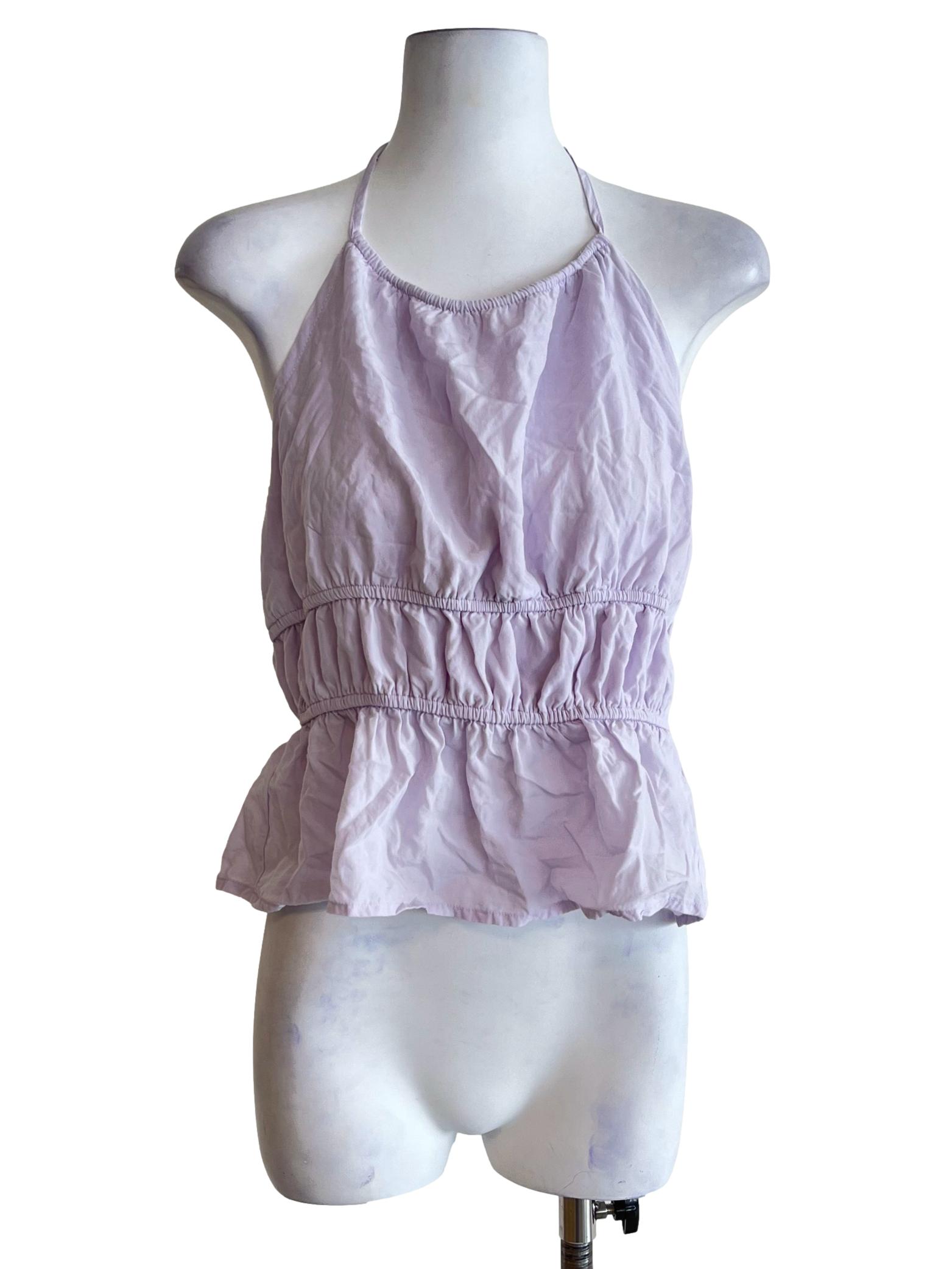Lavender Purple Ruched Halter Crop Top