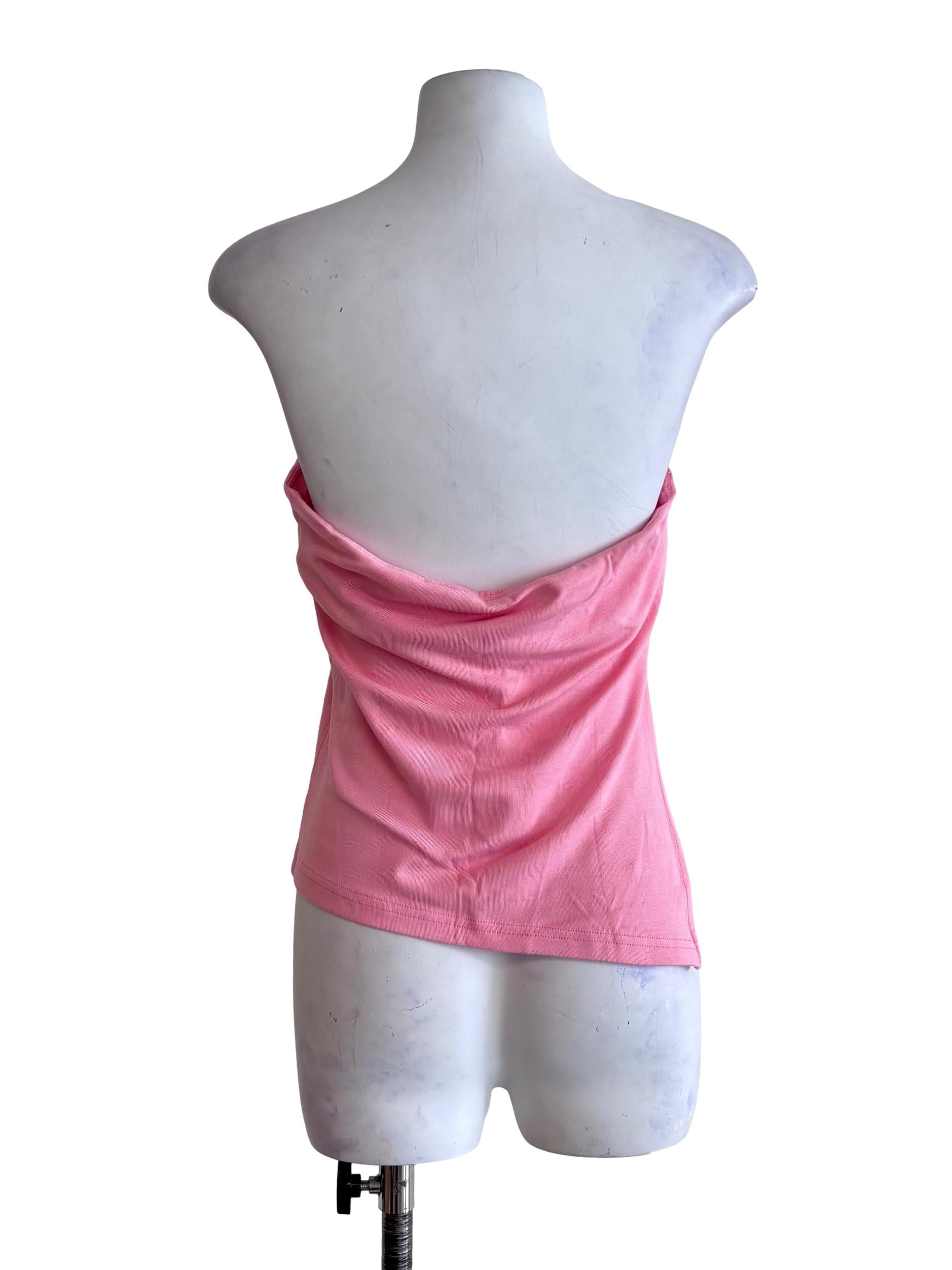 Pink Ronni Asymmetrical Padded Tube Top