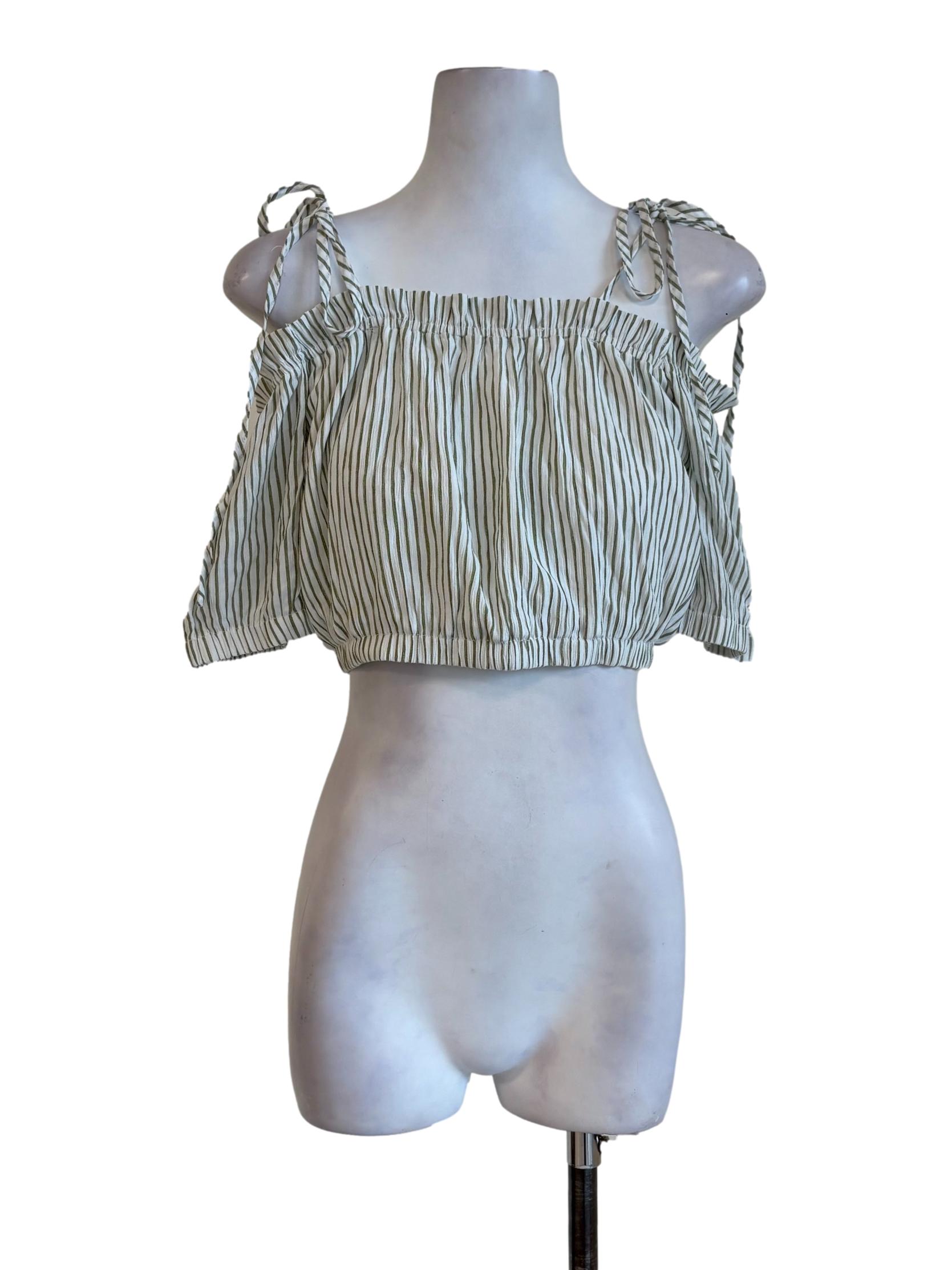Green Stripes Off Shoulder