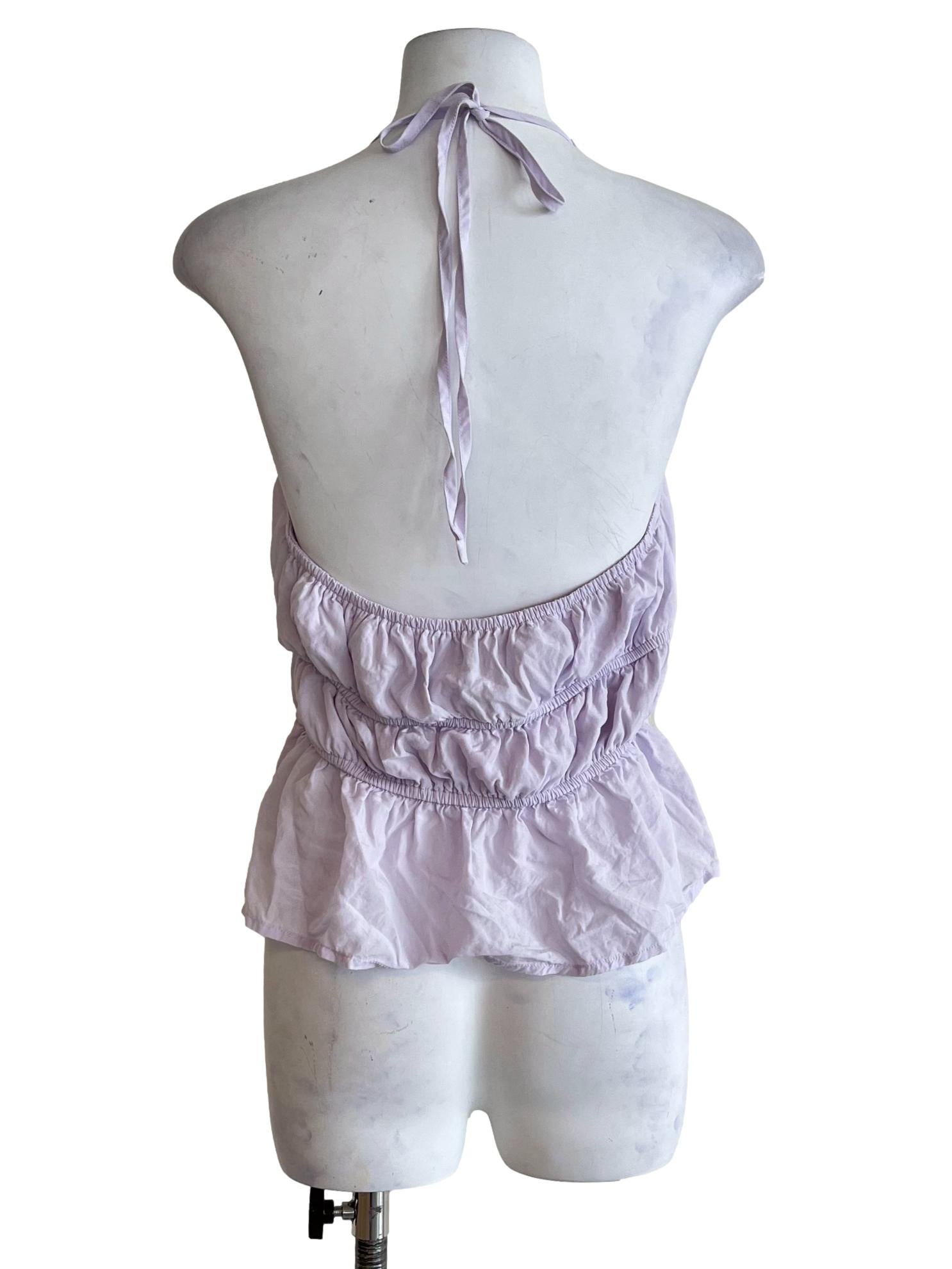 Lavender Purple Ruched Halter Crop Top