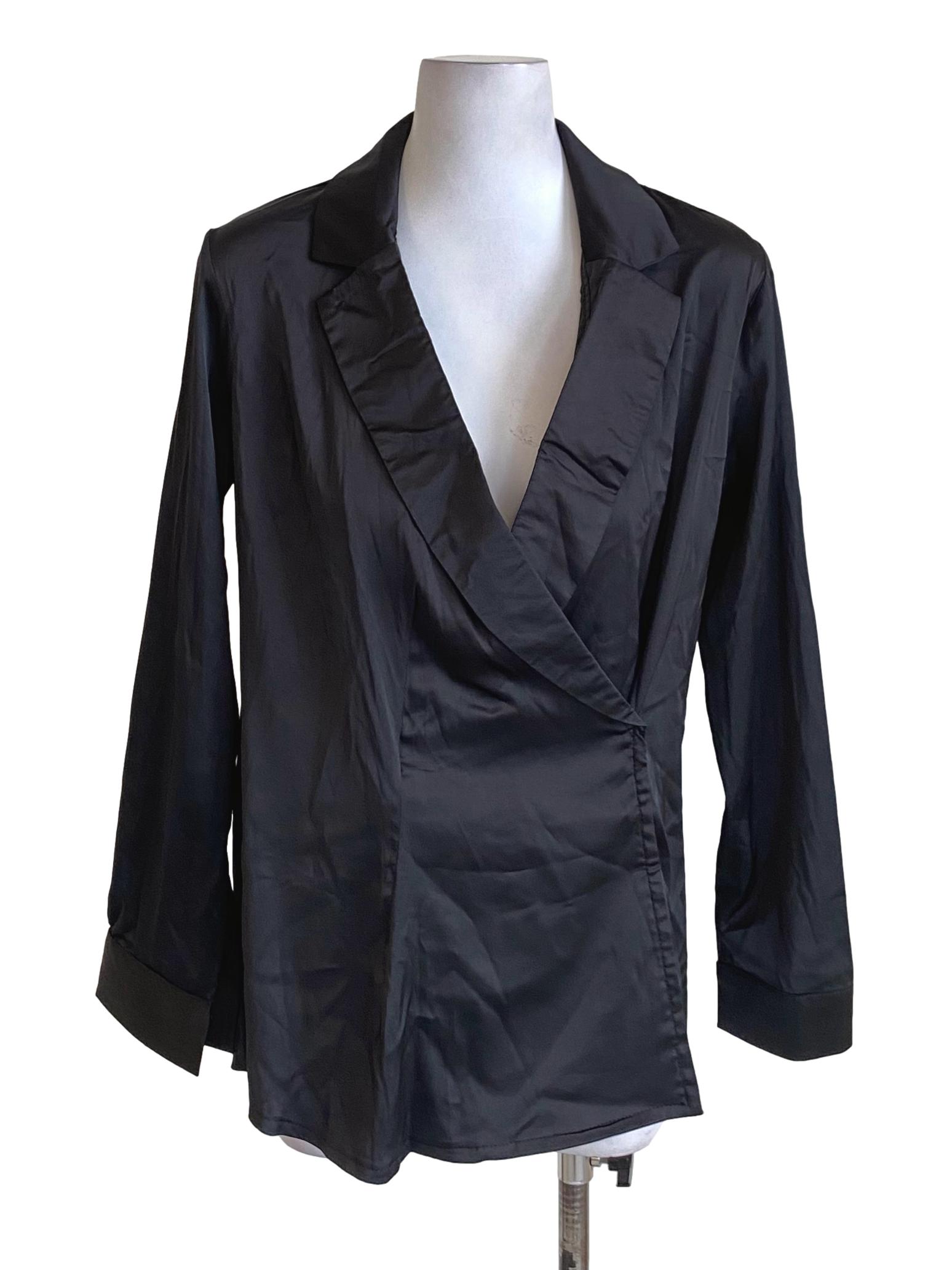 Black Double Closure Bust Shirt Blouse