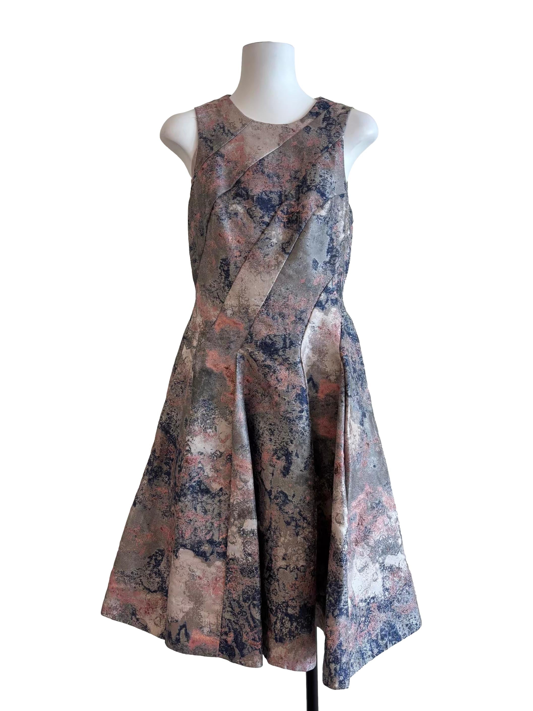 Limestone Grey A-Line Jacquard Dress