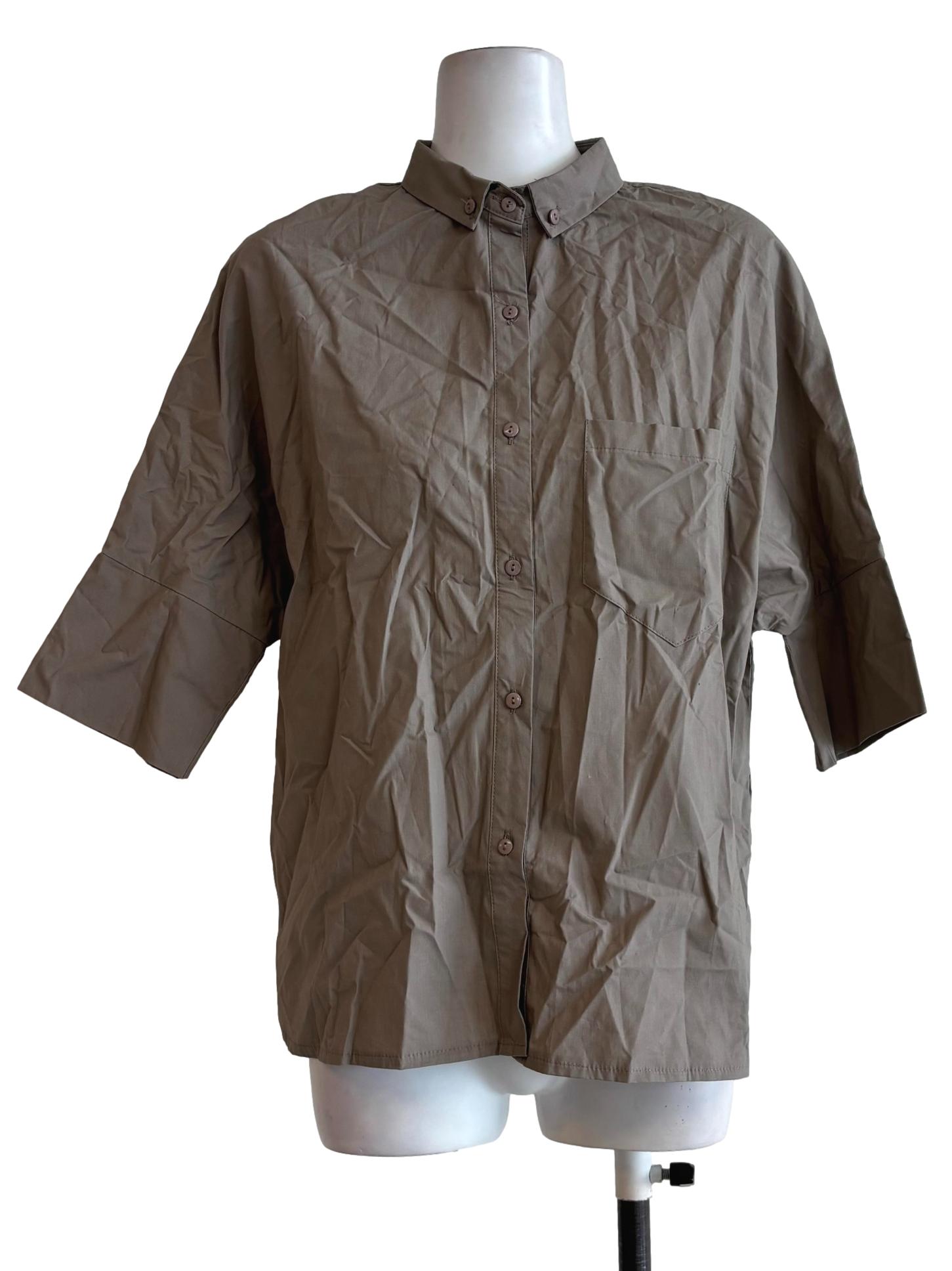 Khaki Brown Buttoned Collared Shirt
