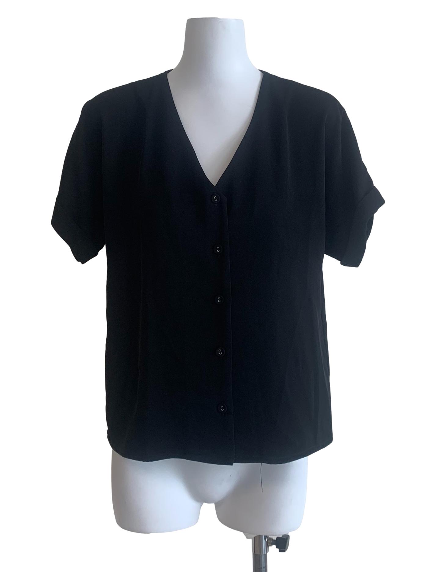 Black Roll-Up Sleeve Top