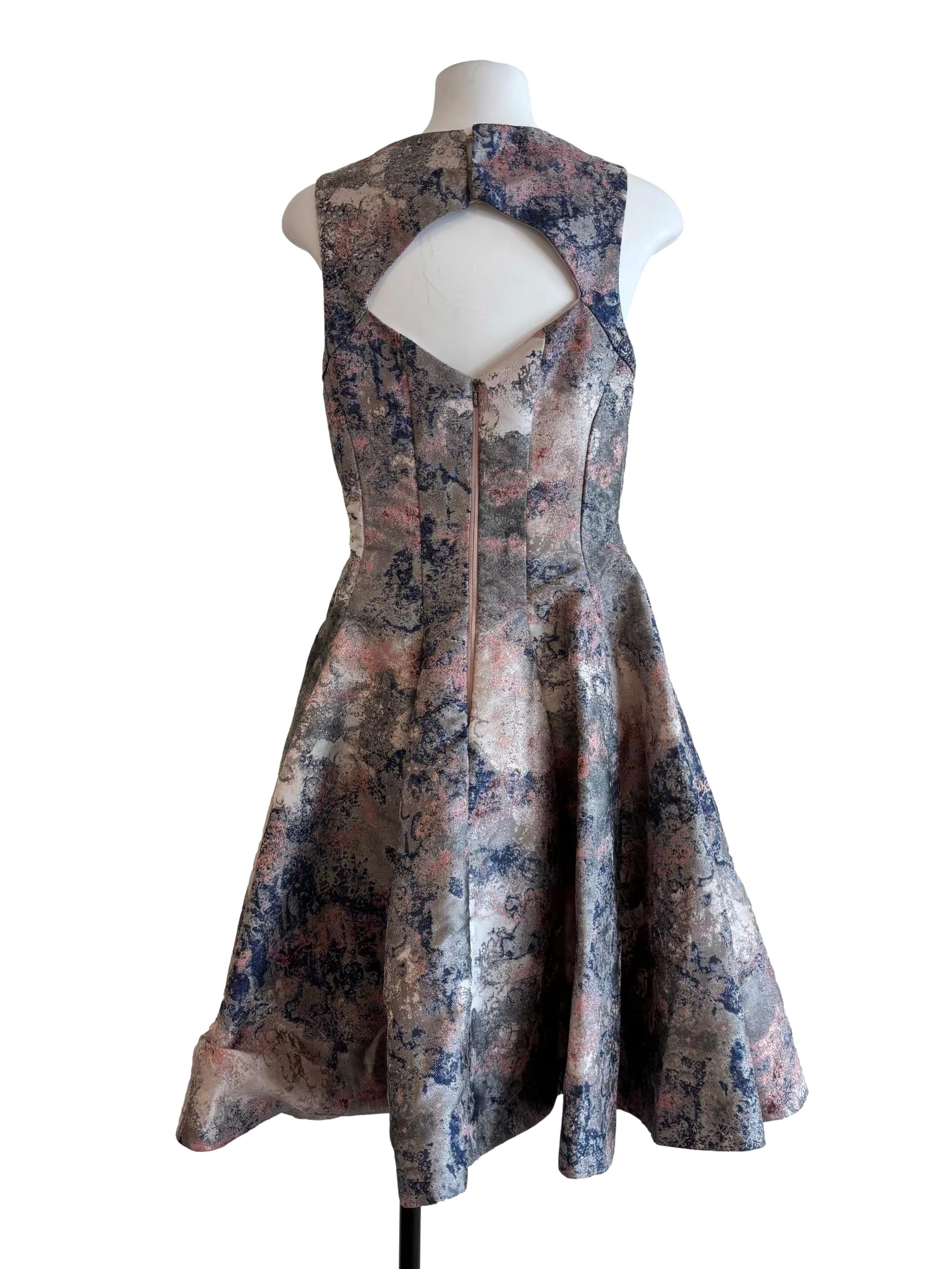 Limestone Grey A-Line Jacquard Dress