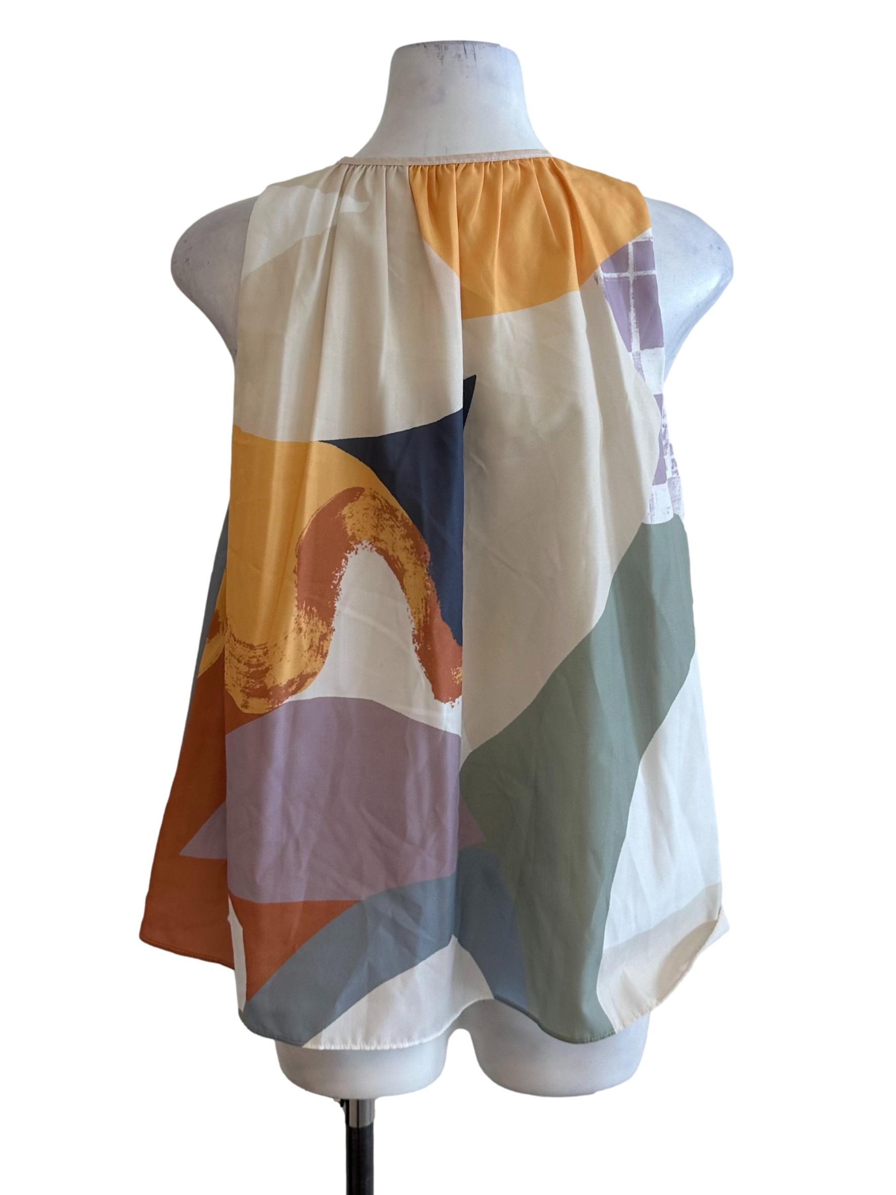 Multicolour Pattern Front Tie Babydoll Top OSN