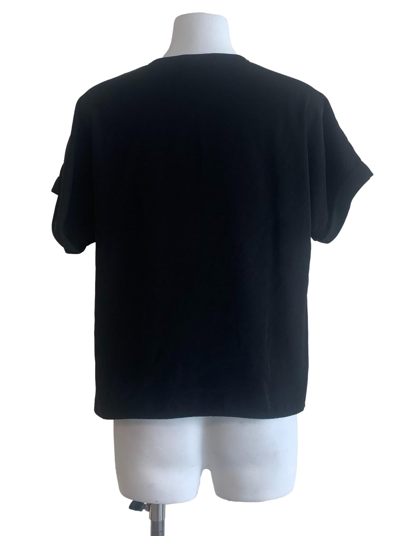 Black Roll-Up Sleeve Top