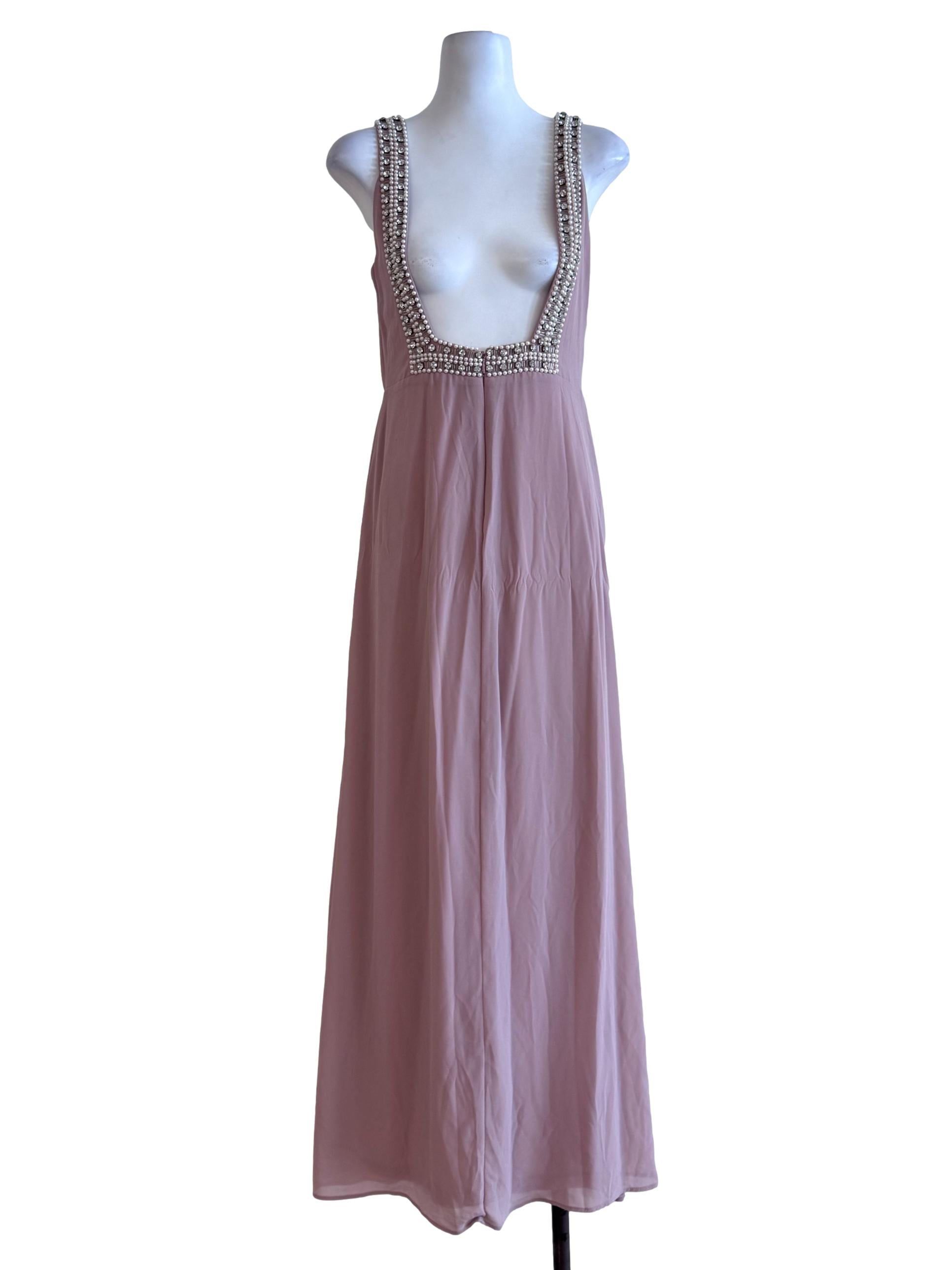 Rouge Pink Square Neck Maxi Dress