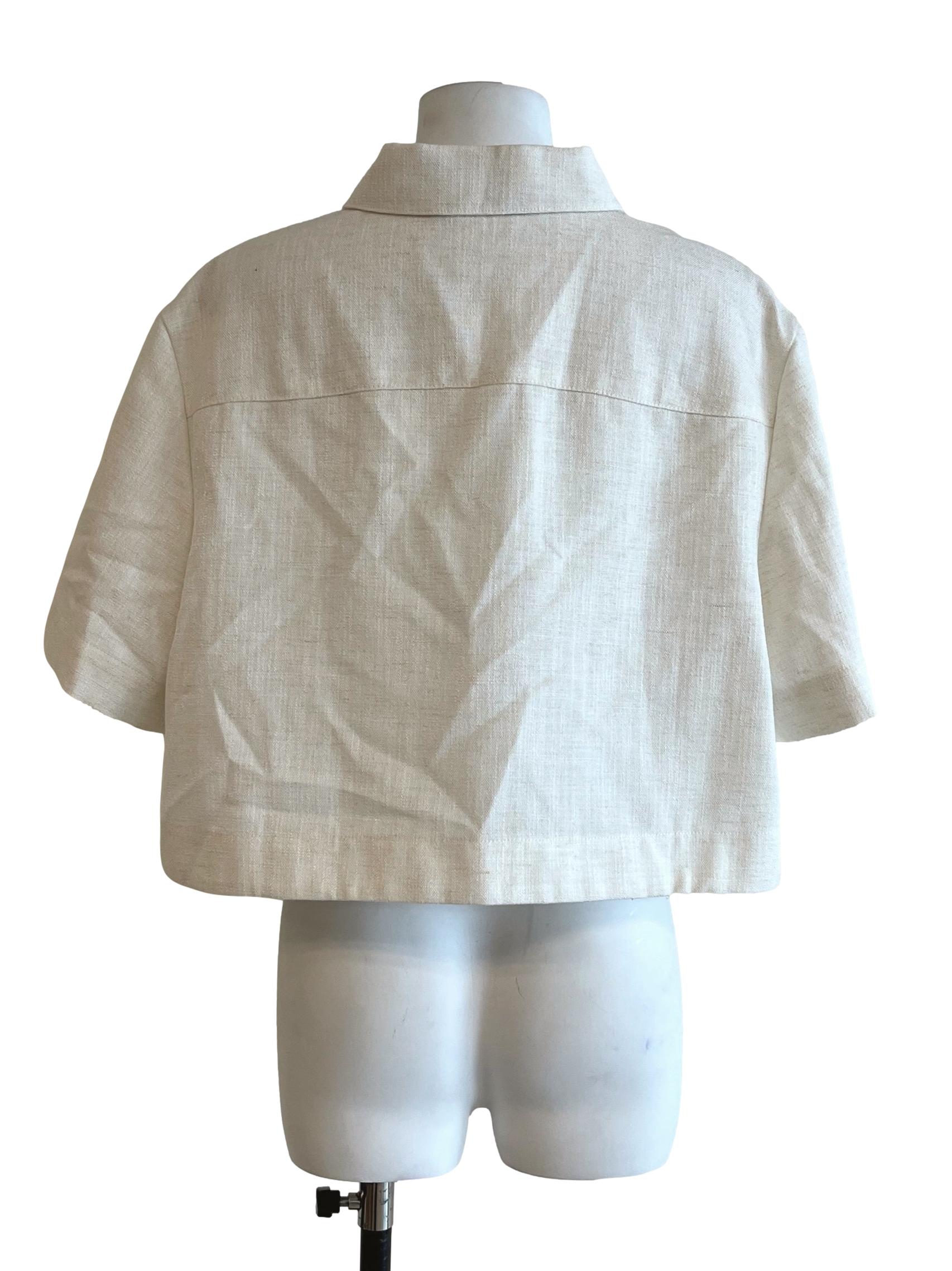 Linen White Short Sleeve Top