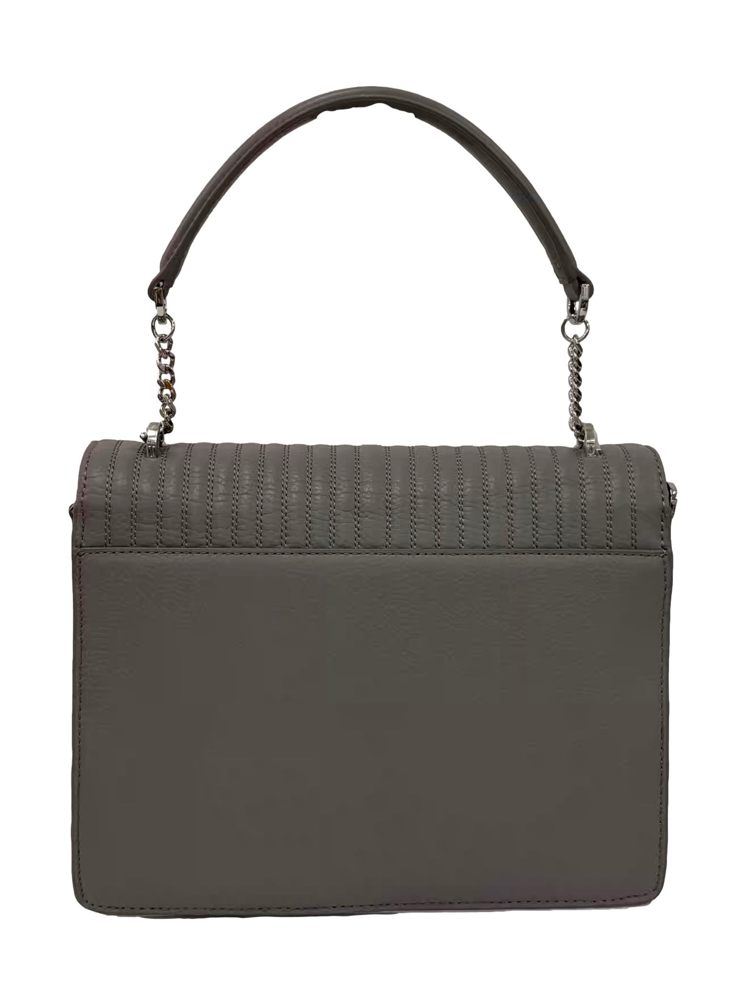 Grey Leather Brittni Quilted Envelope Handbag CSN