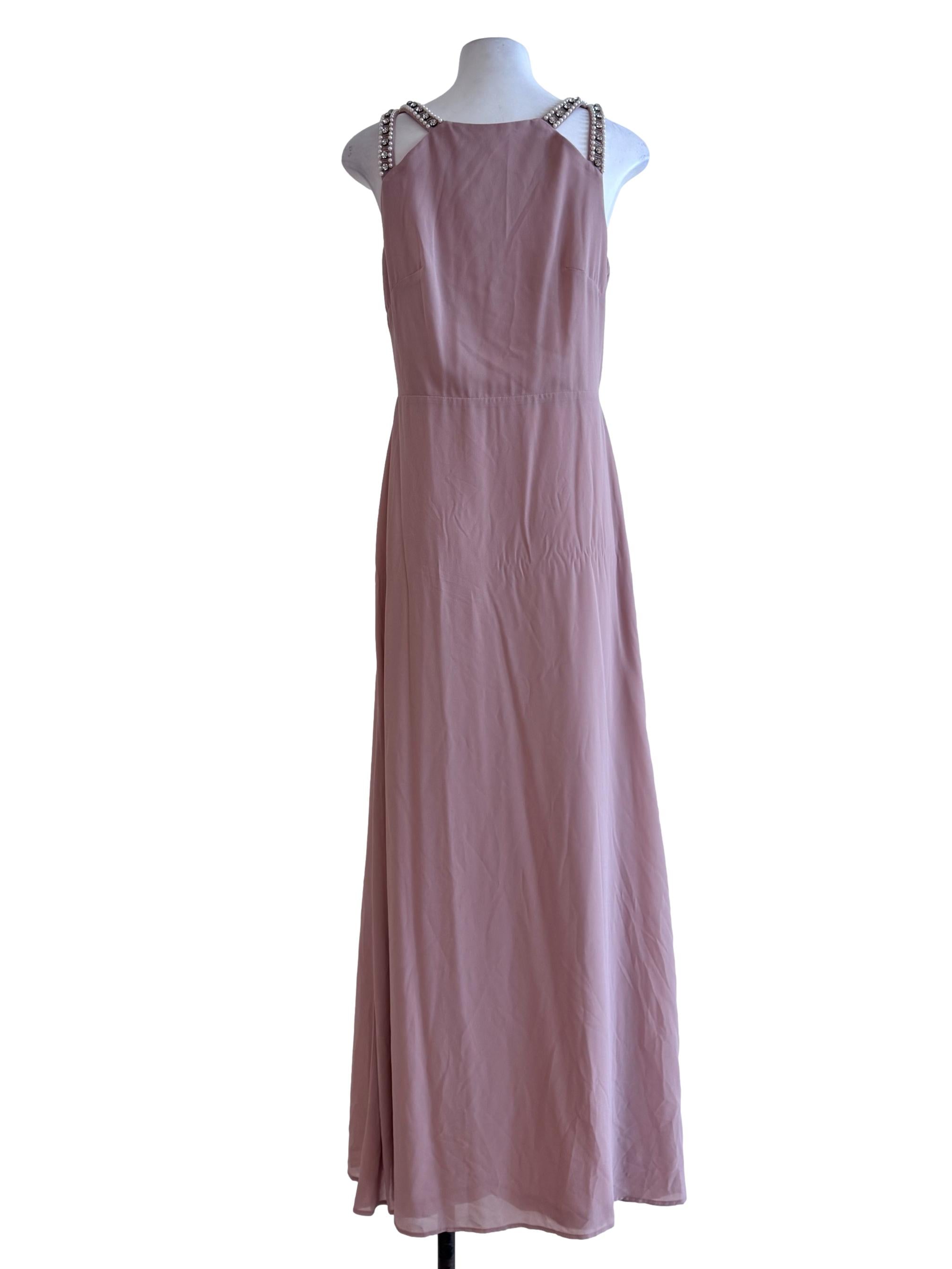 Rouge Pink Square Neck Maxi Dress