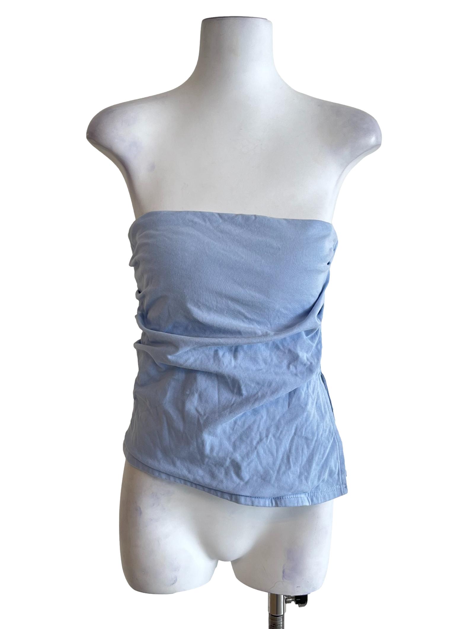 Stone Blue Ruched Tube Top
