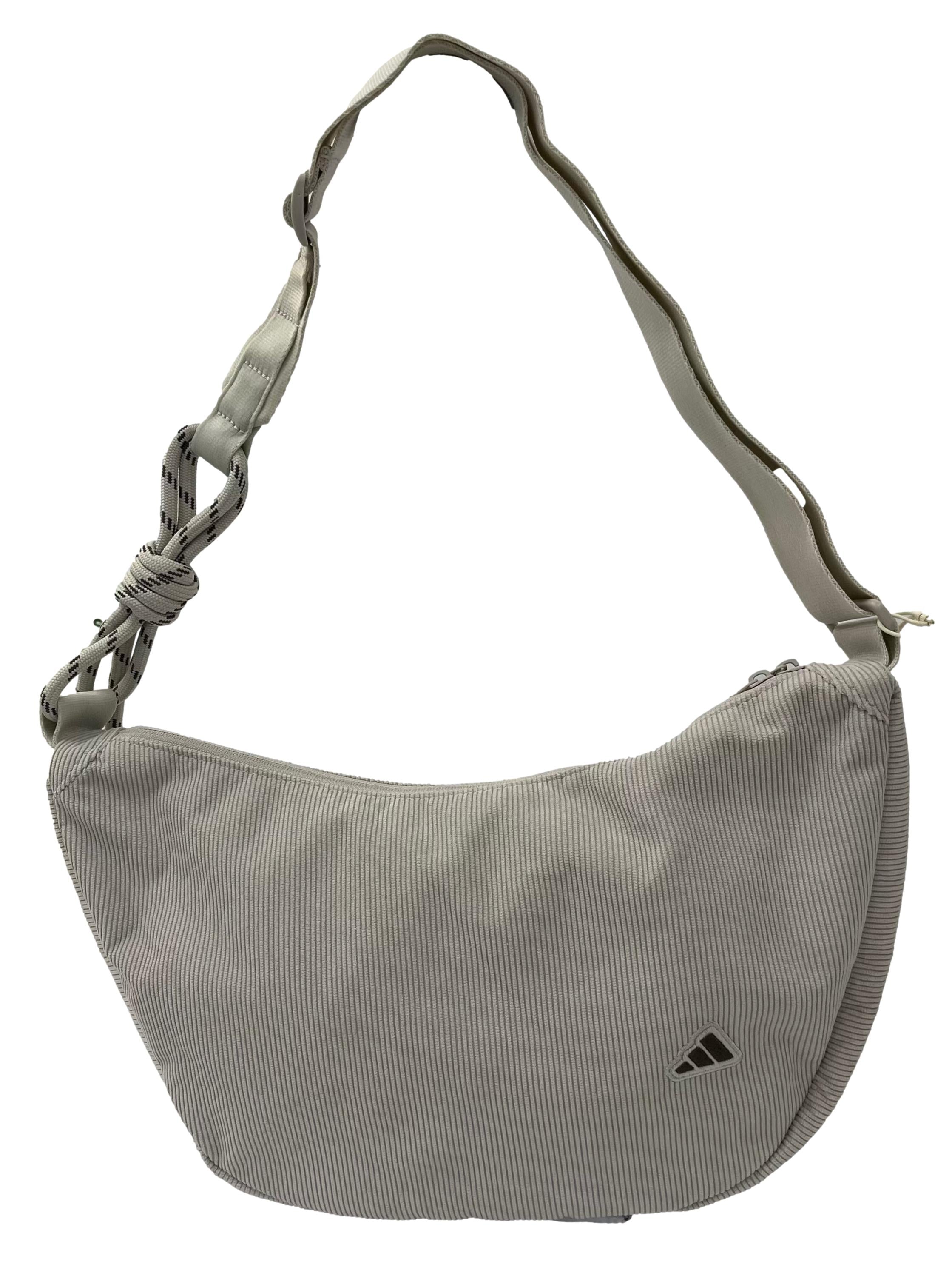 Light Grey Cord Shoulder Bag With Adjustable Straps