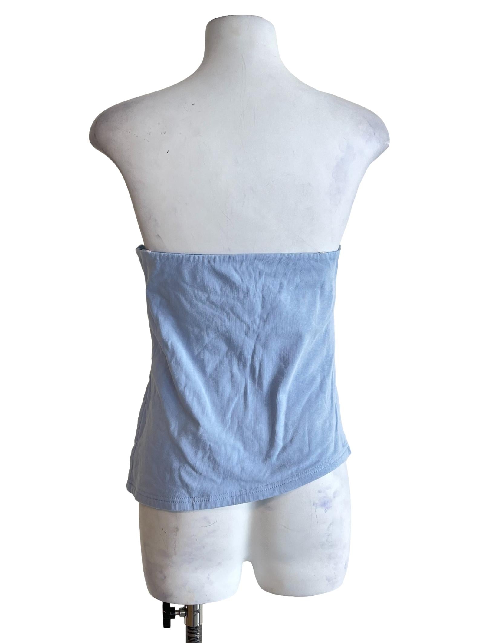 Stone Blue Ruched Tube Top