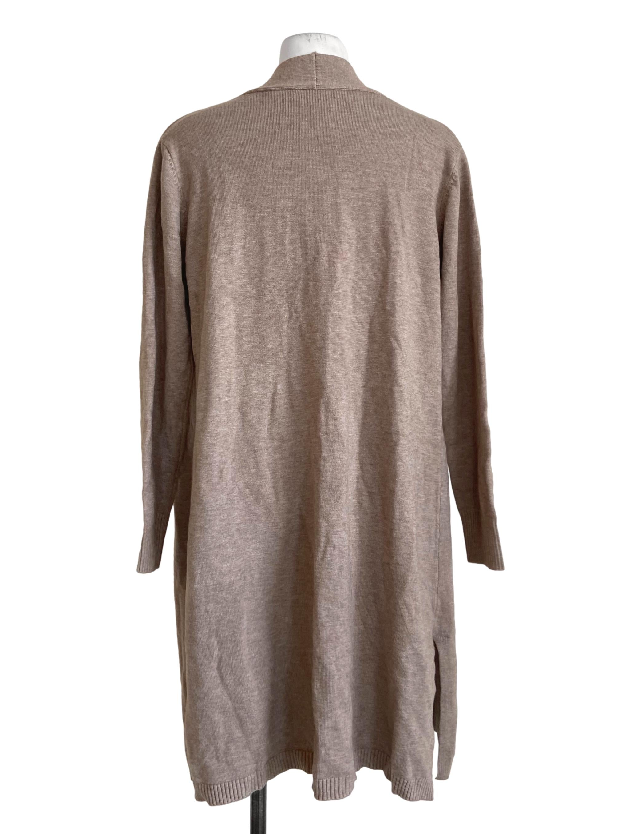 Bone  Beige Pencil Stripe Long Cardigan