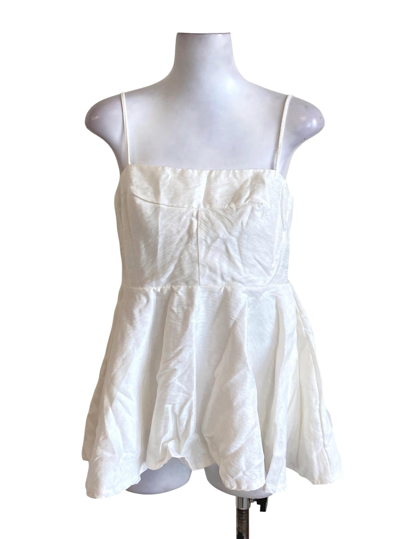 White Spaghetti Strap A-Line Top