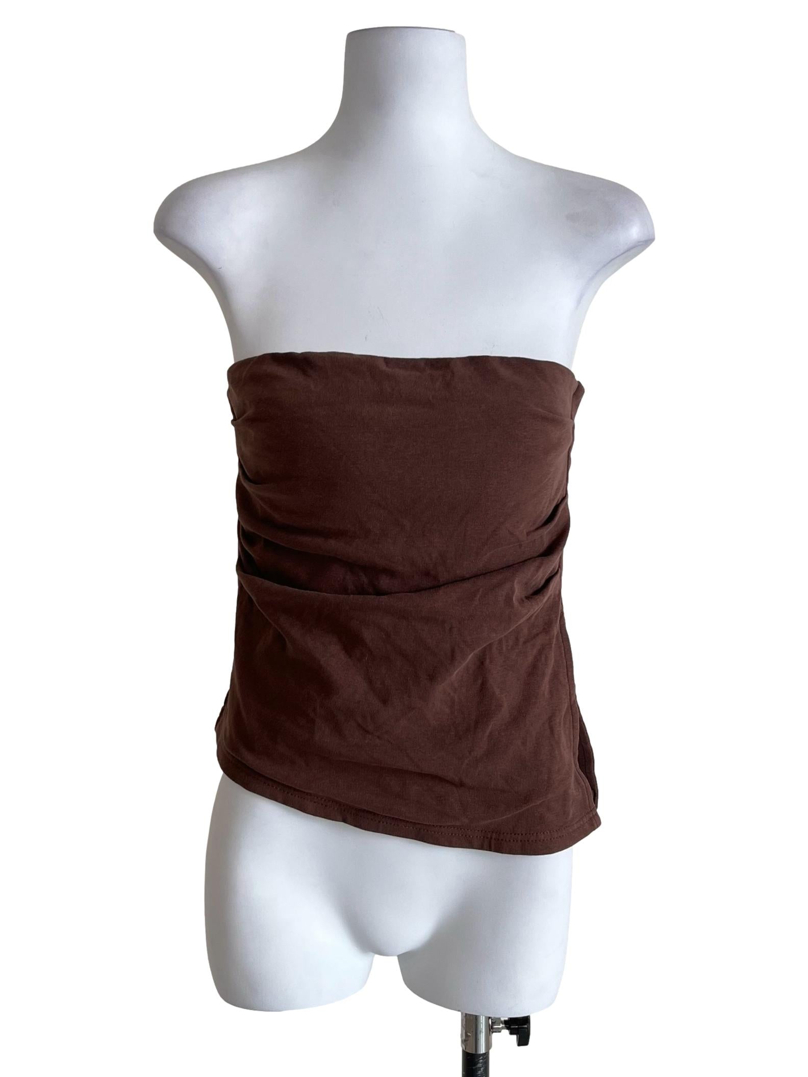 Pecan Brown Ruched Tube Top