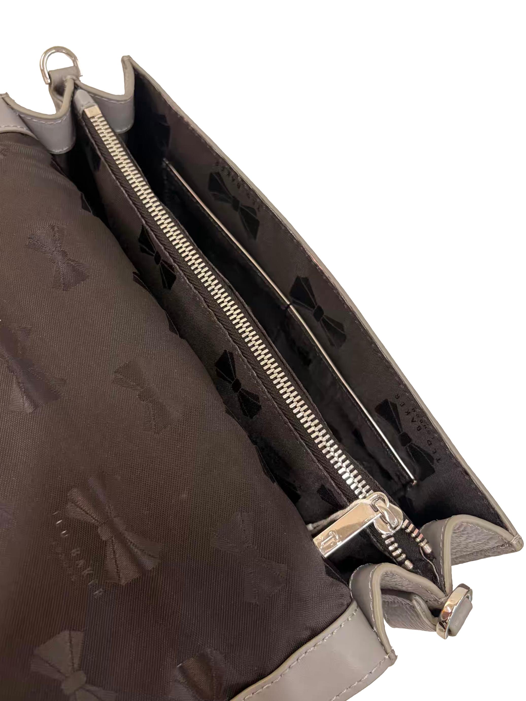 Grey Leather Brittni Quilted Envelope Handbag CSN