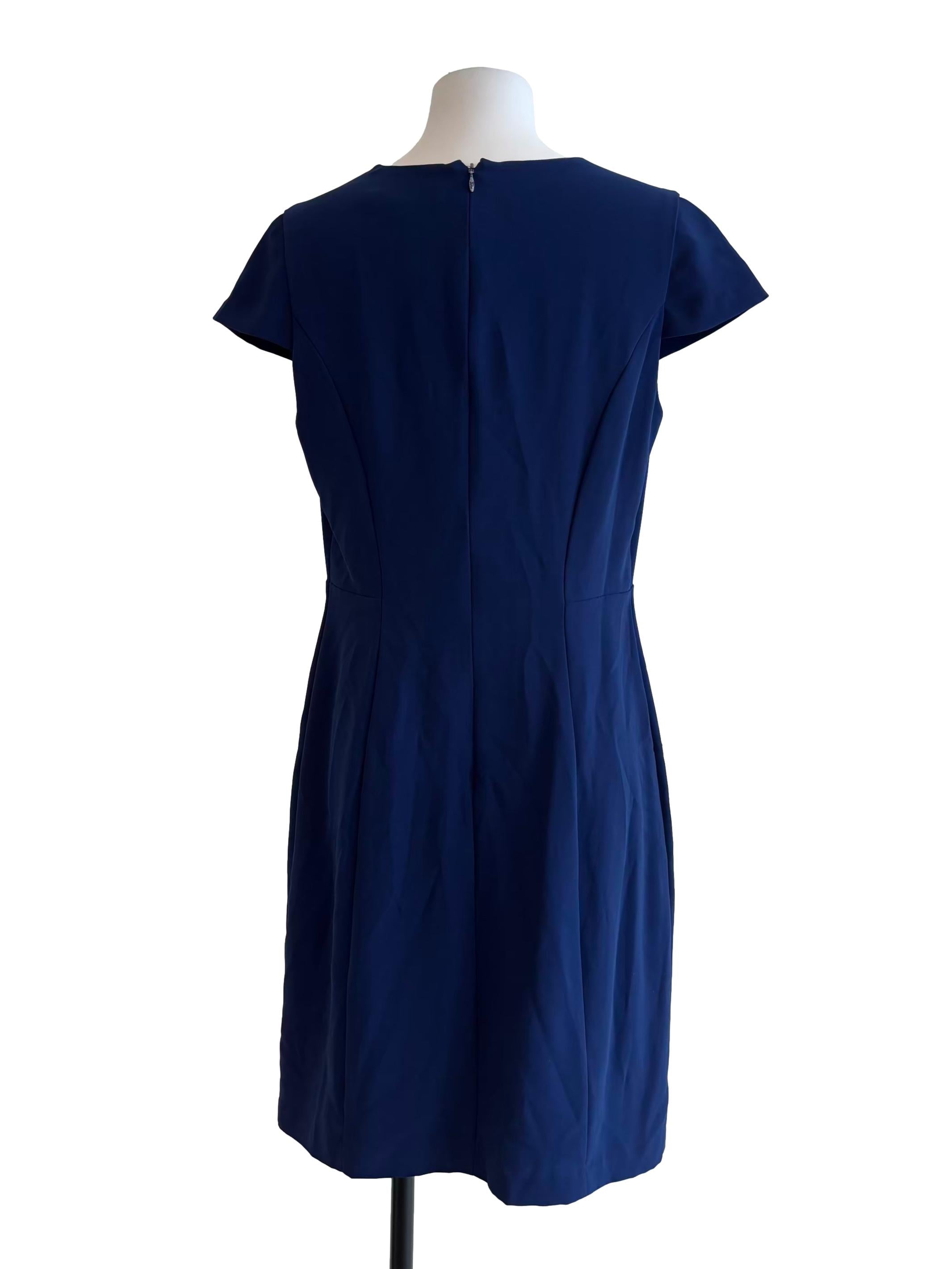Navy Blue Cap Sleeve Sheath Dress