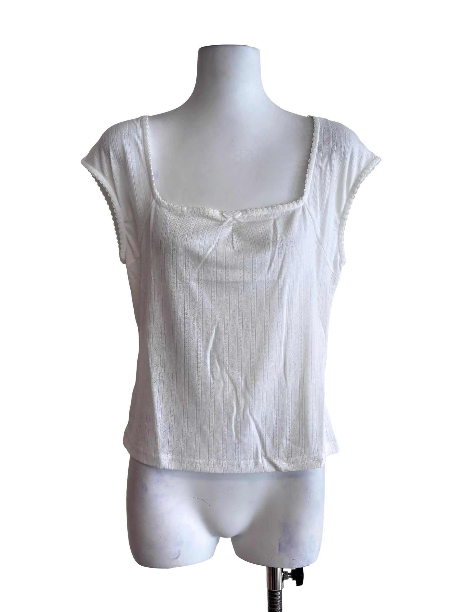 White Nikolas Lounge Ribbon Basic Top