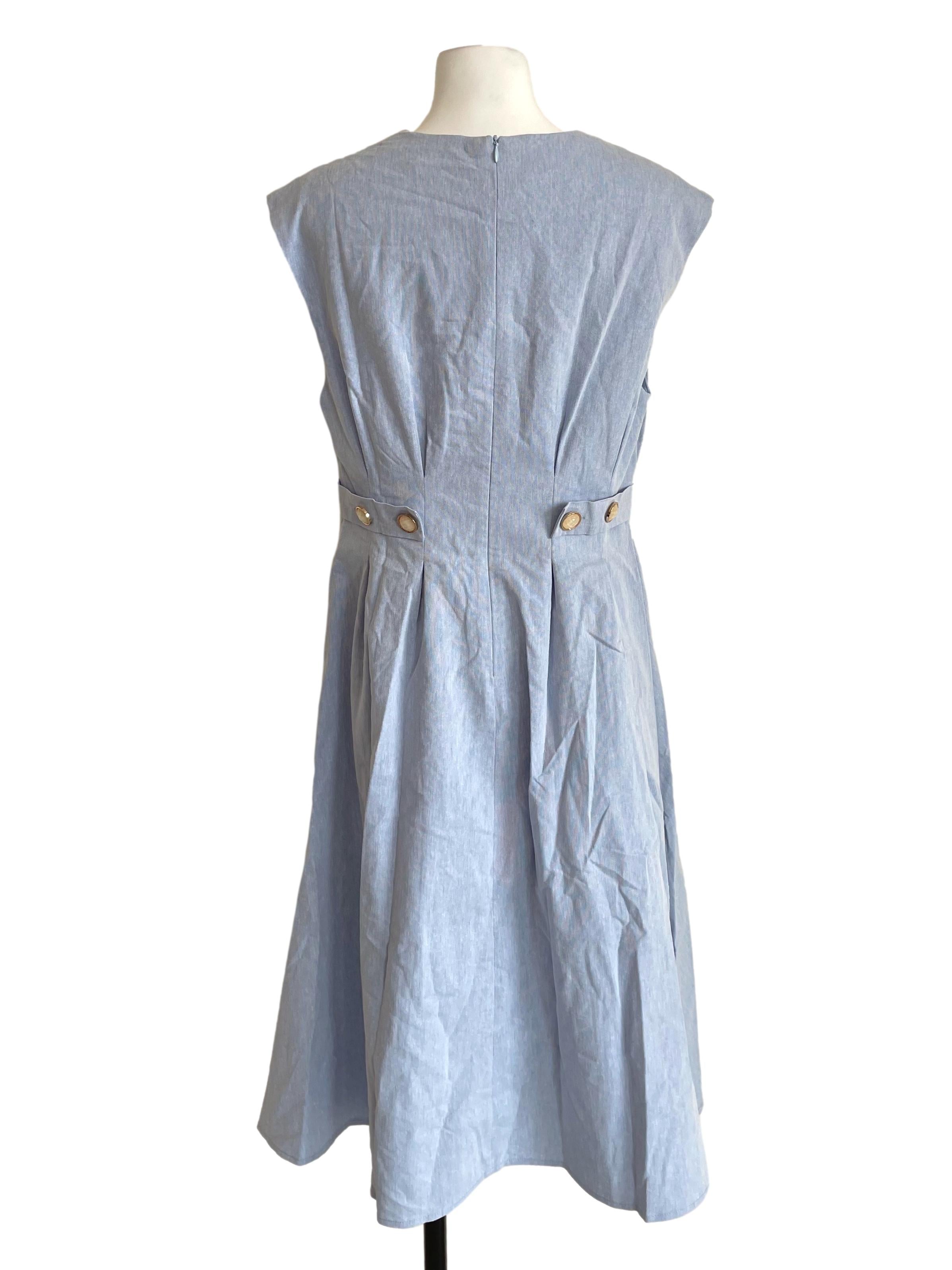 Baby Blue Pleated Drop Shoulder Dress