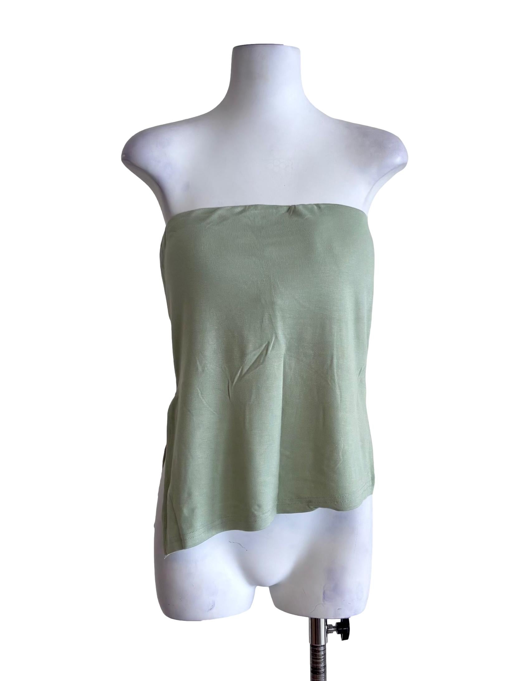 Green Ronni Asymmetrical Padded Tube Top