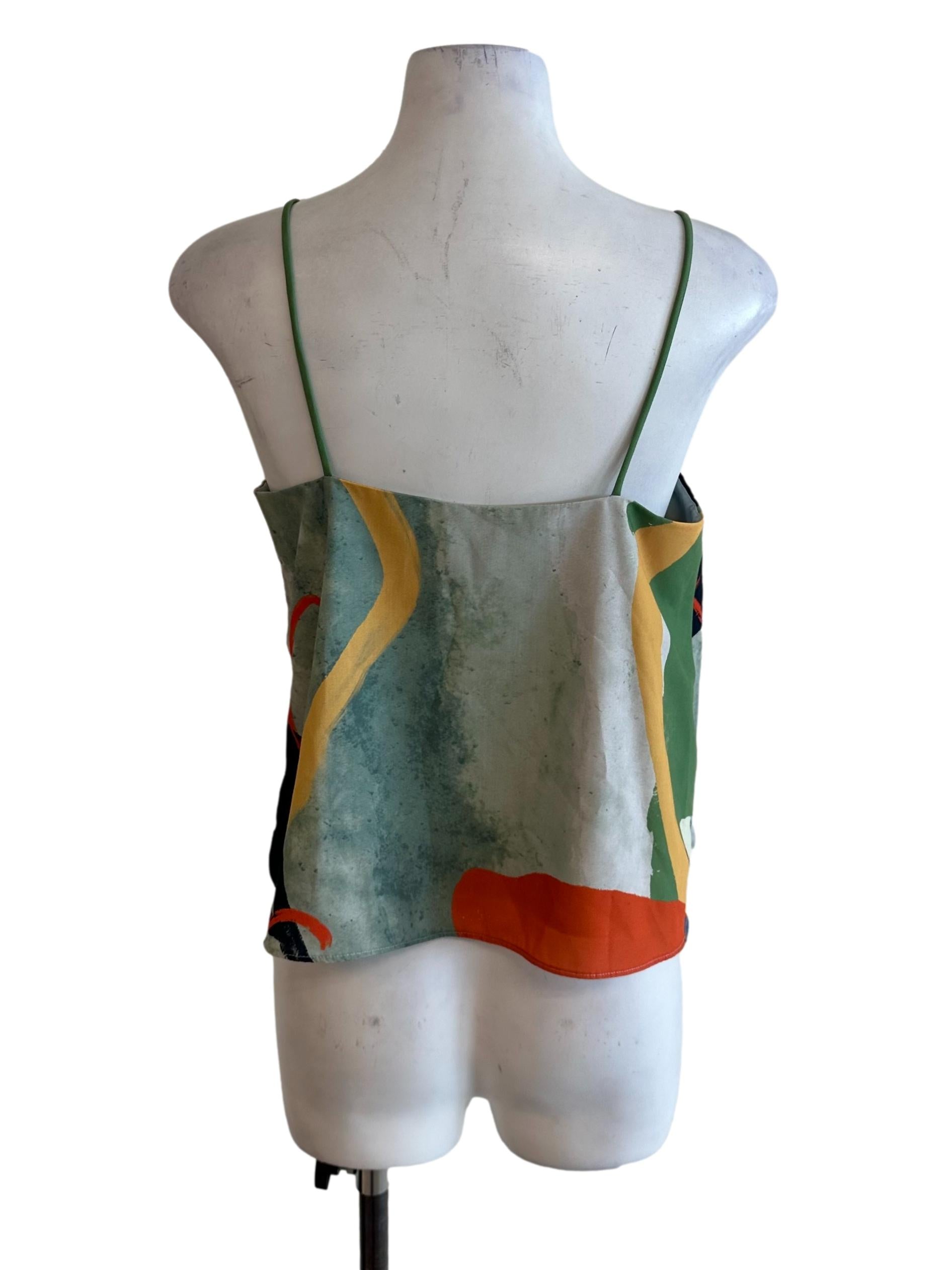 Fern Green Abstract Pattern Square Neck Top OSN