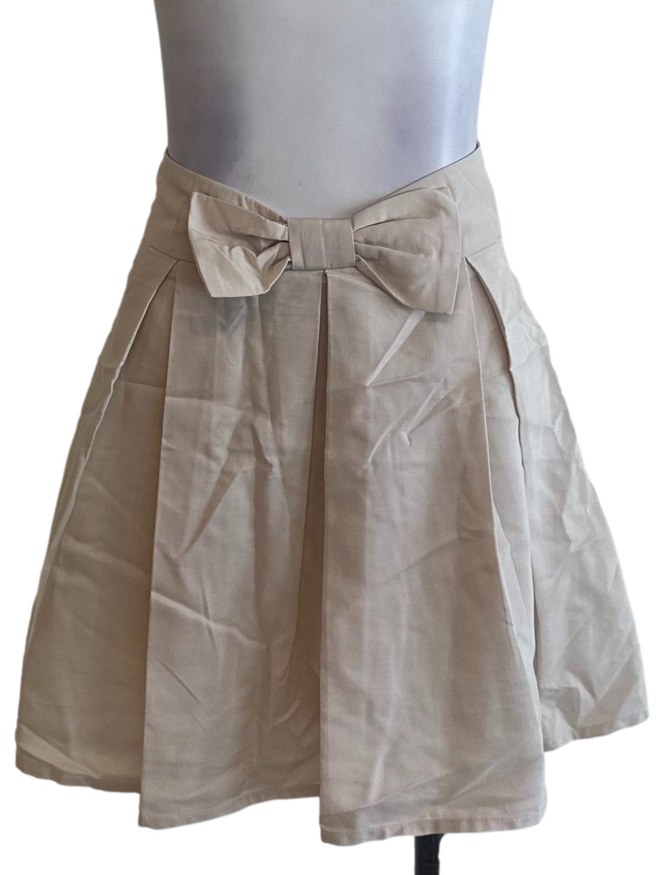 Sand Beige Ribbon Box Pleated Skorts