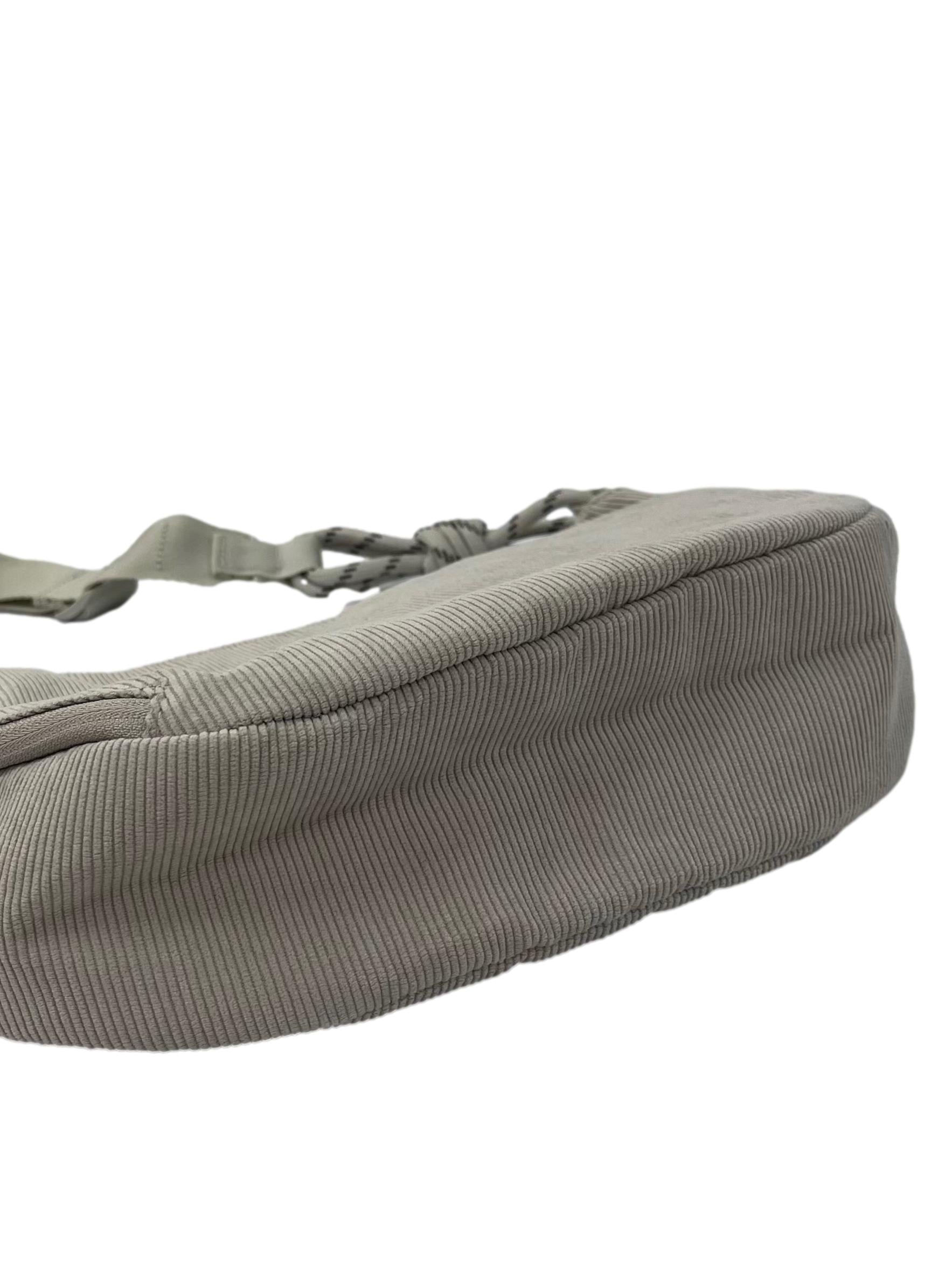 Light Grey Cord Shoulder Bag With Adjustable Straps