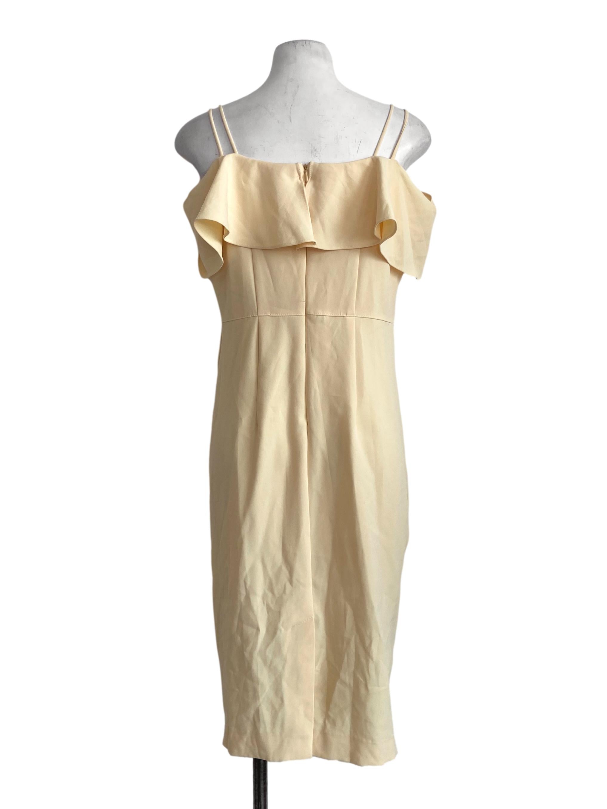 Banana Yellow Spaghetti Straps Ruffle Dress