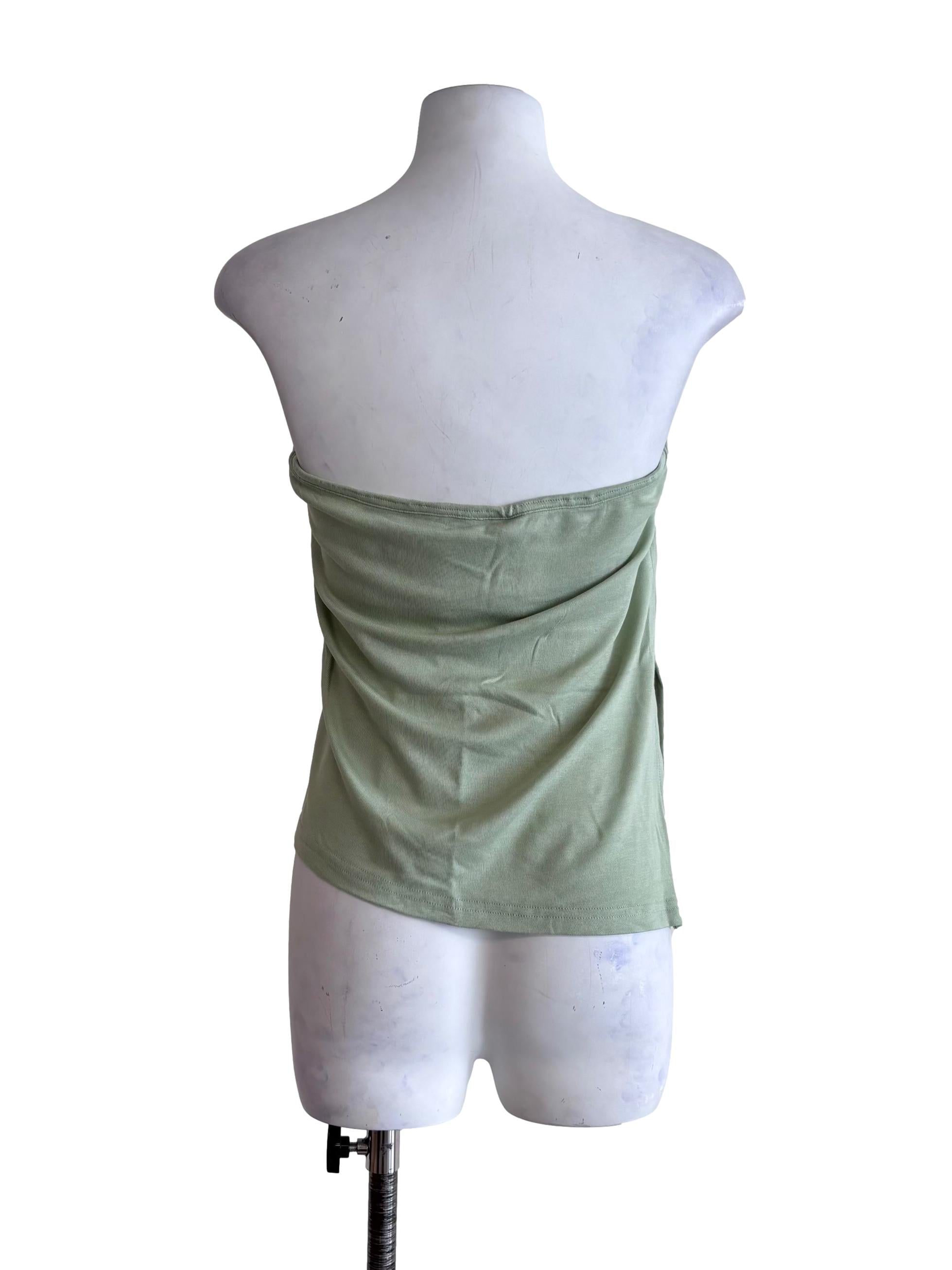 Green Ronni Asymmetrical Padded Tube Top