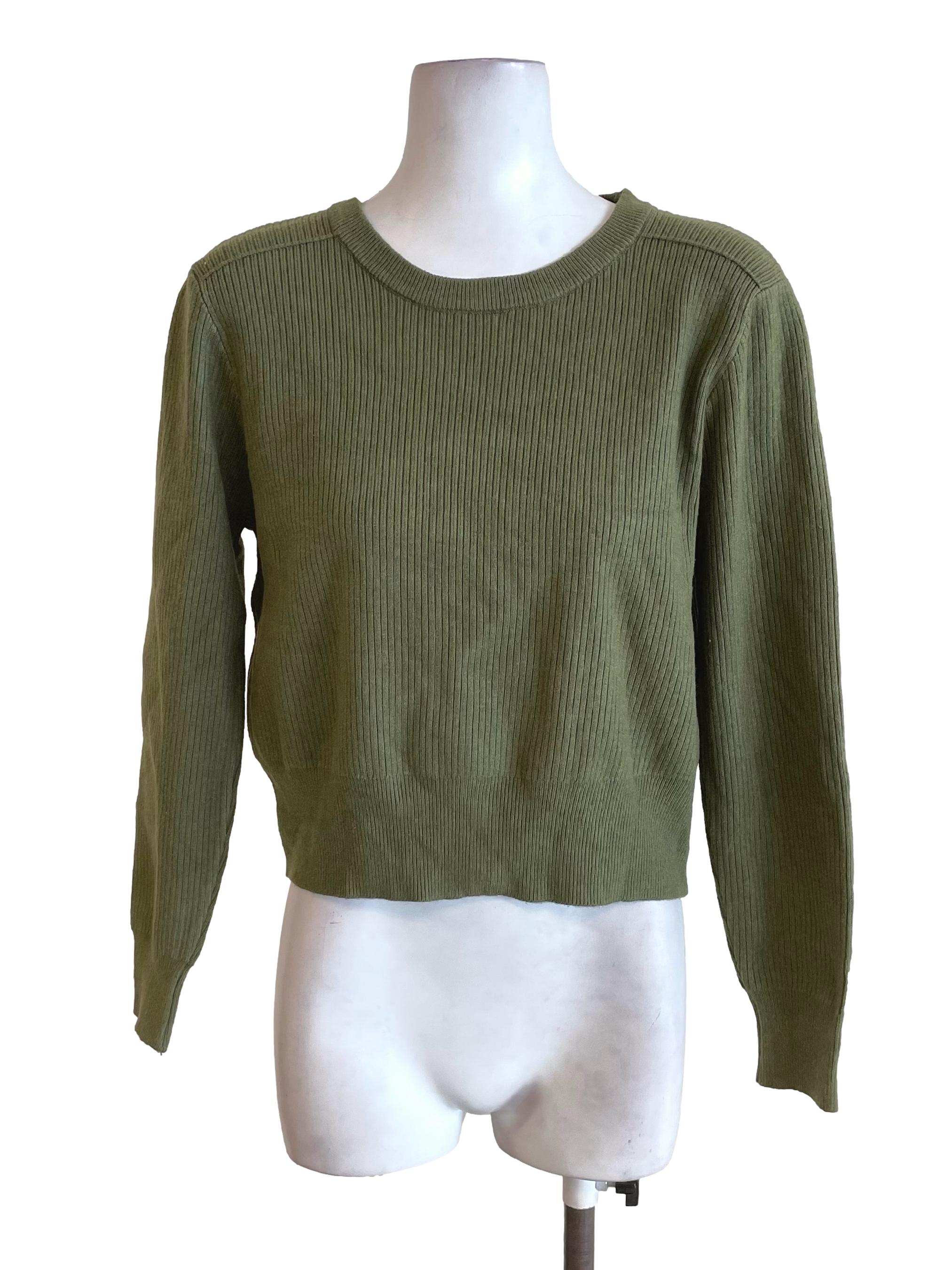 Moss Green Ribbed Knit Top