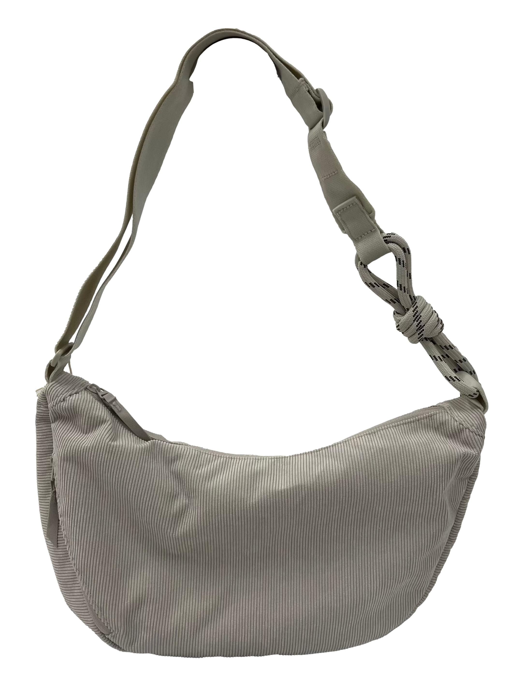Light Grey Cord Shoulder Bag With Adjustable Straps